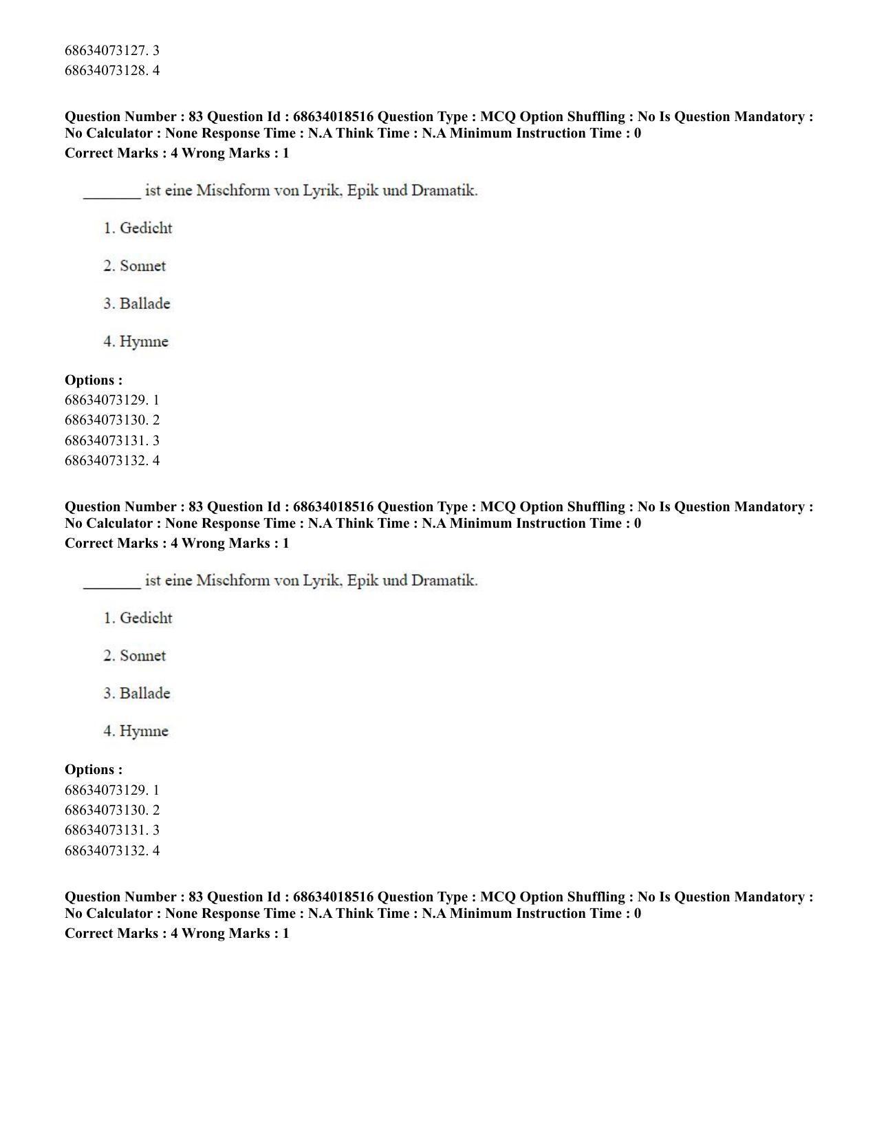 CUET PG 2023: LAQP12 – German(HINDI) - Shift 3 (13-06-2023) Question Paper - Page 114
