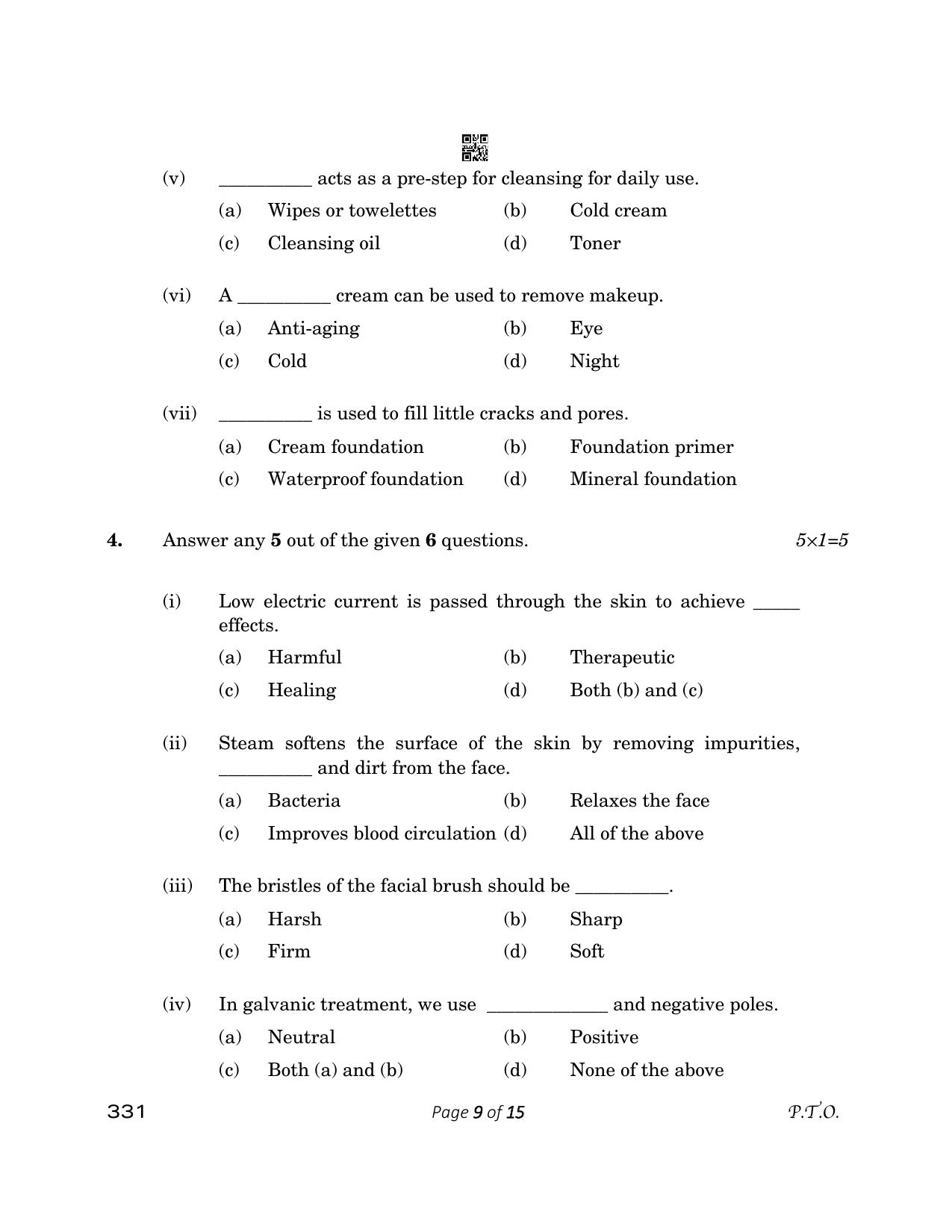 CBSE Class 12 331 Beauty And Wellness 2023 Question Paper - Page 9