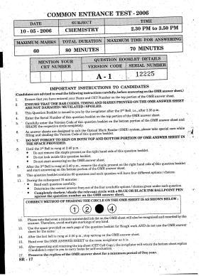 KCET Chemistry 2006 Question Papers