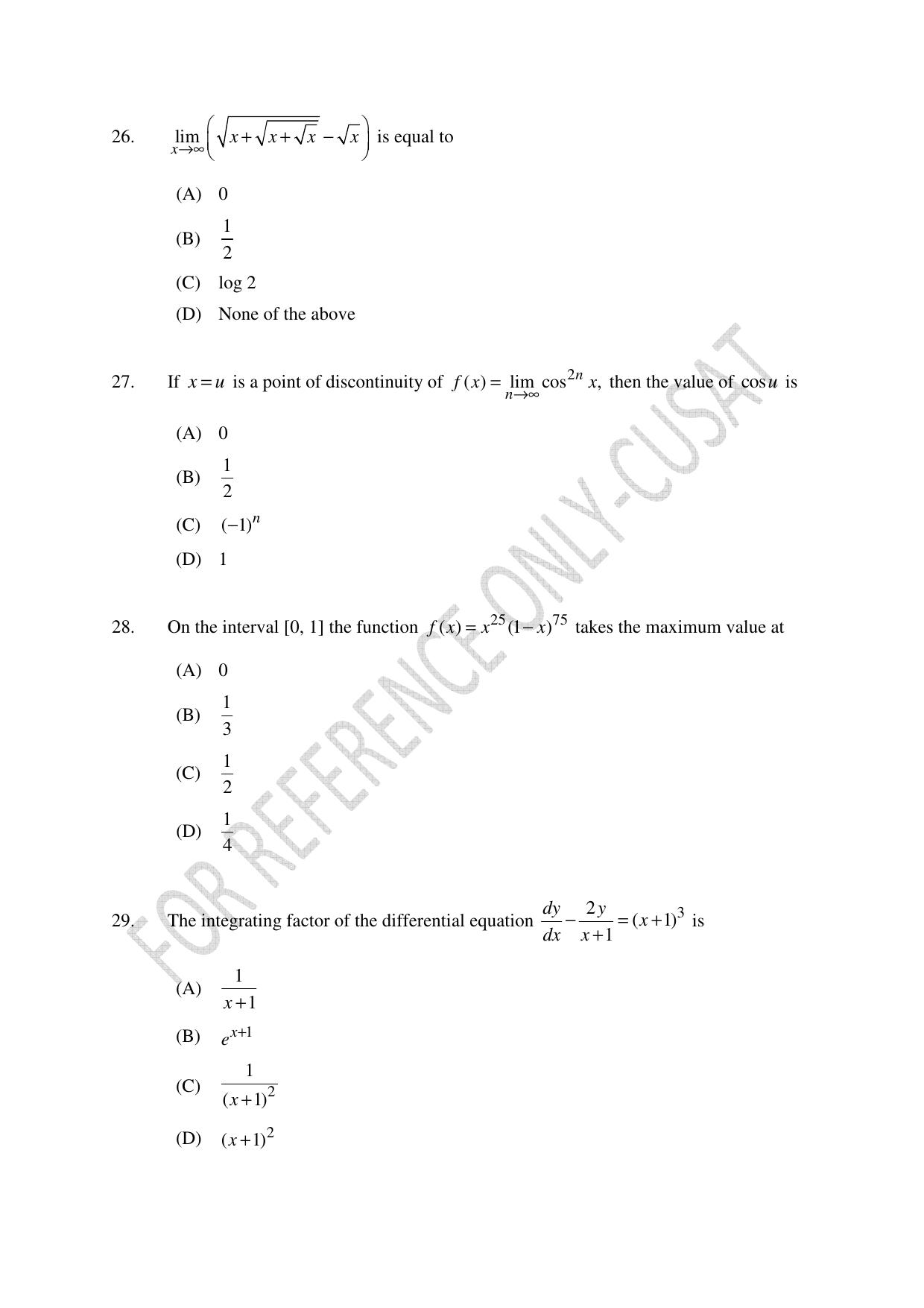 CUSAT CAT 2022 MCA Question Paper - Page 8