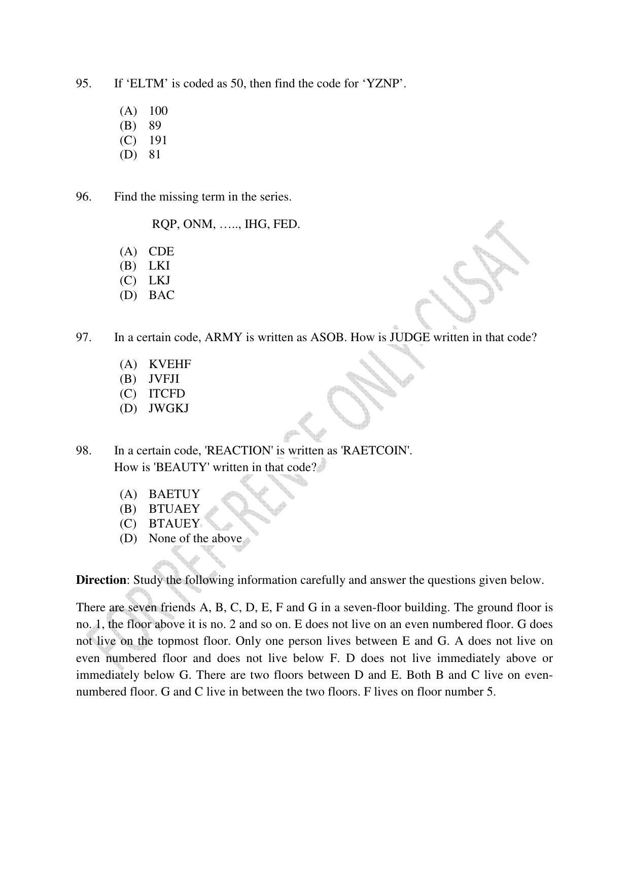 CUSAT CAT 2022 MCA Question Paper - Page 26