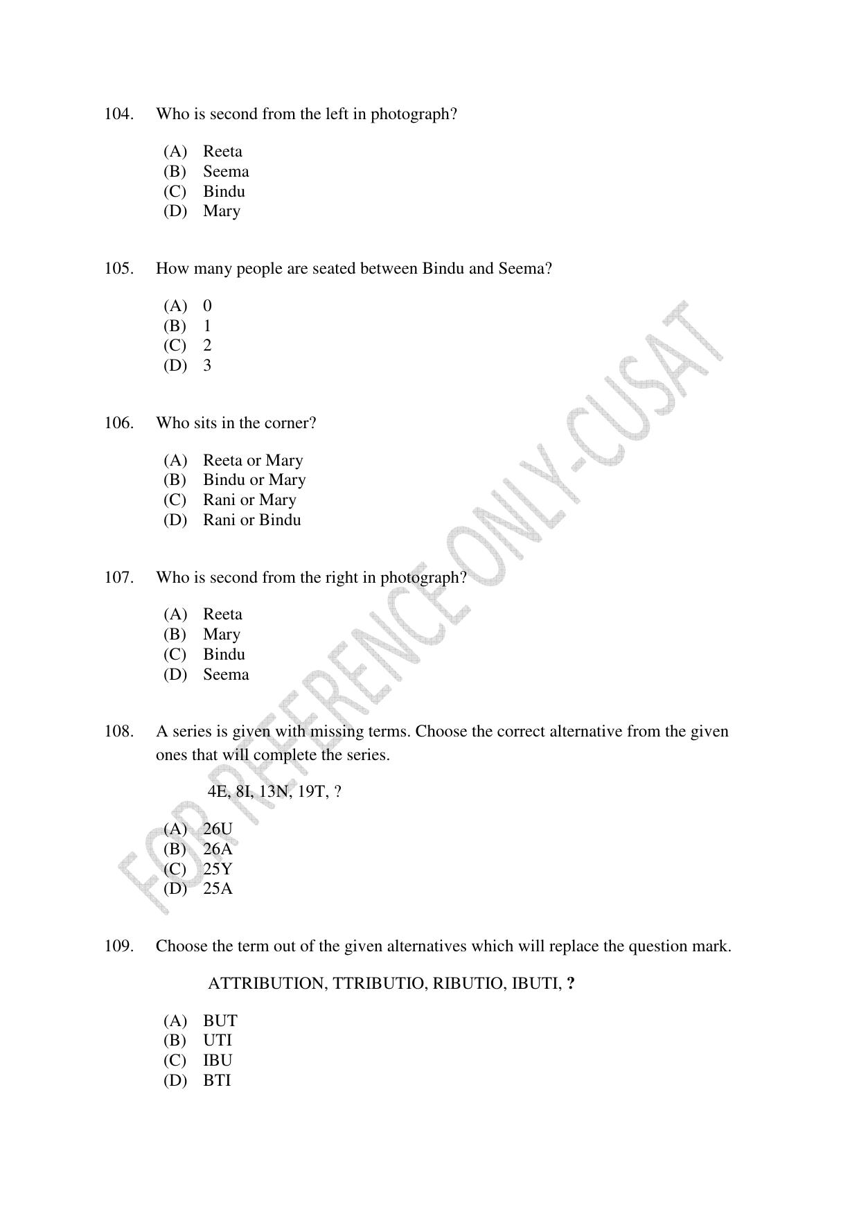 CUSAT CAT 2022 MCA Question Paper - Page 28