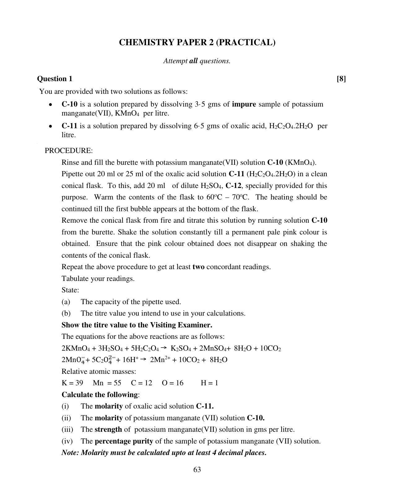 ISC Class 12 2015 Chemistry Paper 2 (Practicals) Question Paper Solutions - Page 4