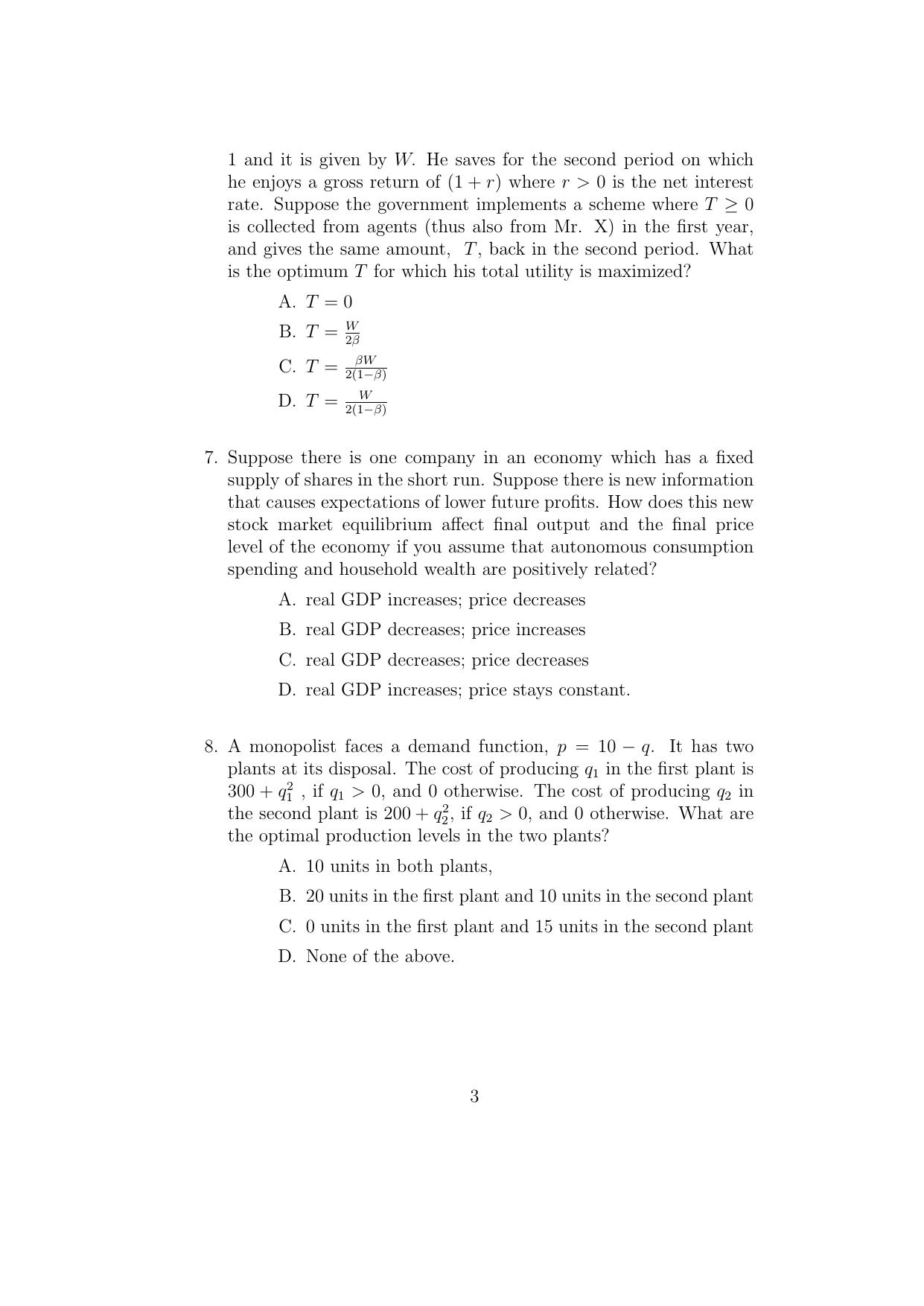 ISI Admission Test M.S.(QE) PEB 2017 Sample Paper - Page 3