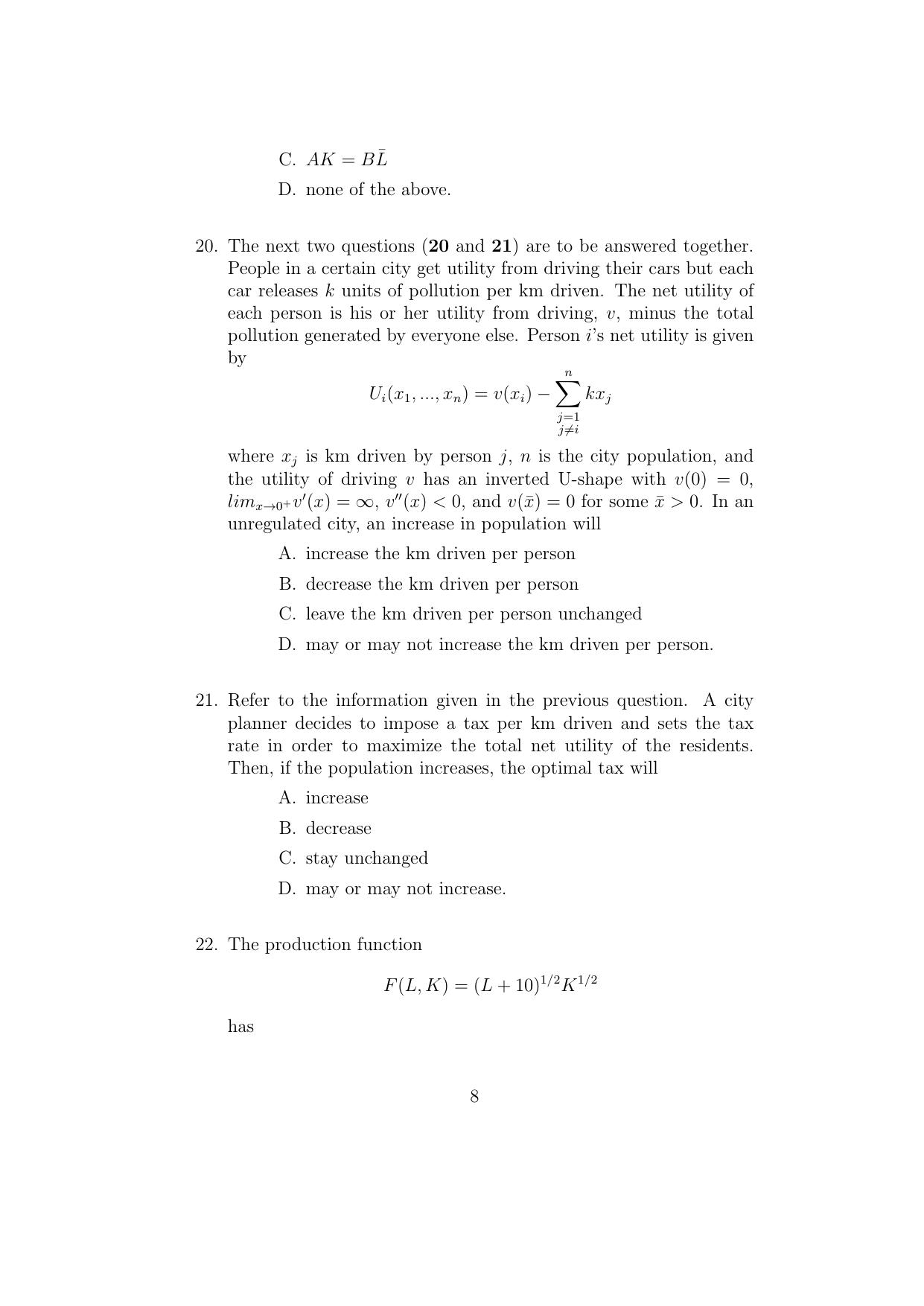 ISI Admission Test M.S.(QE) PEB 2017 Sample Paper - Page 8