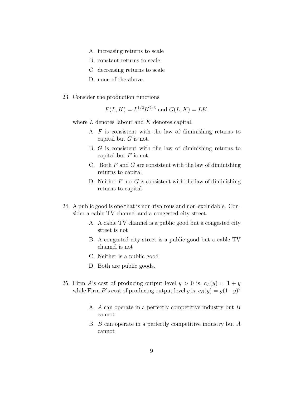 ISI Admission Test M.S.(QE) PEB 2017 Sample Paper - Page 9