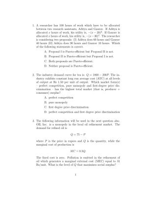 ISI Admission Test M.S.(QE) PEB 2017 Sample Paper