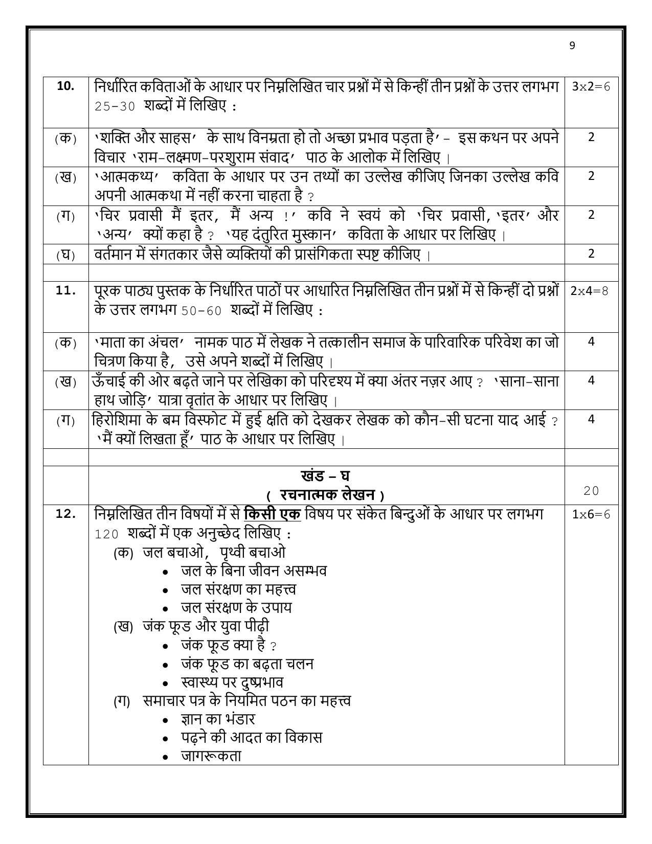 CBSE Class 10 Hindi A Sample Paper 2025 - Page 9