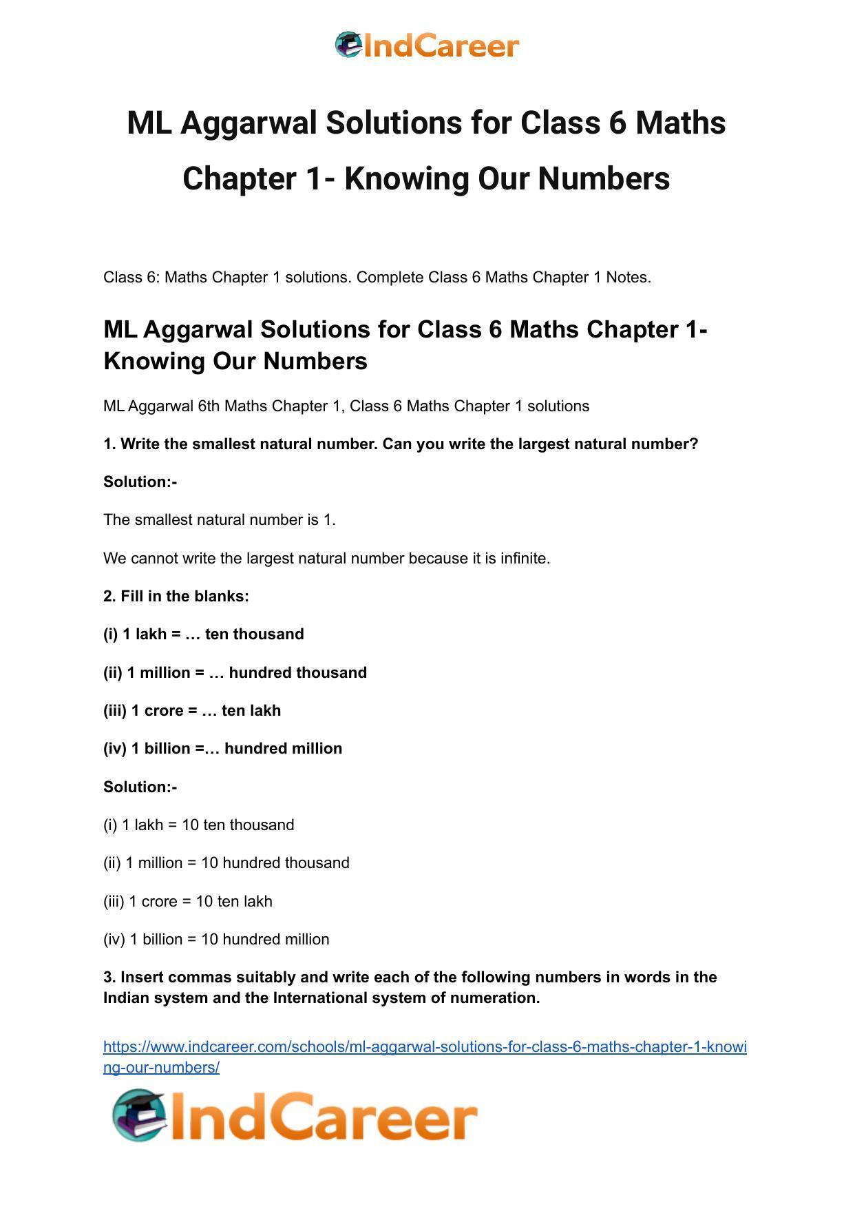 ML Aggarwal Solutions for Class 6 Maths Chapter 1- Knowing Our Numbers - Page 2