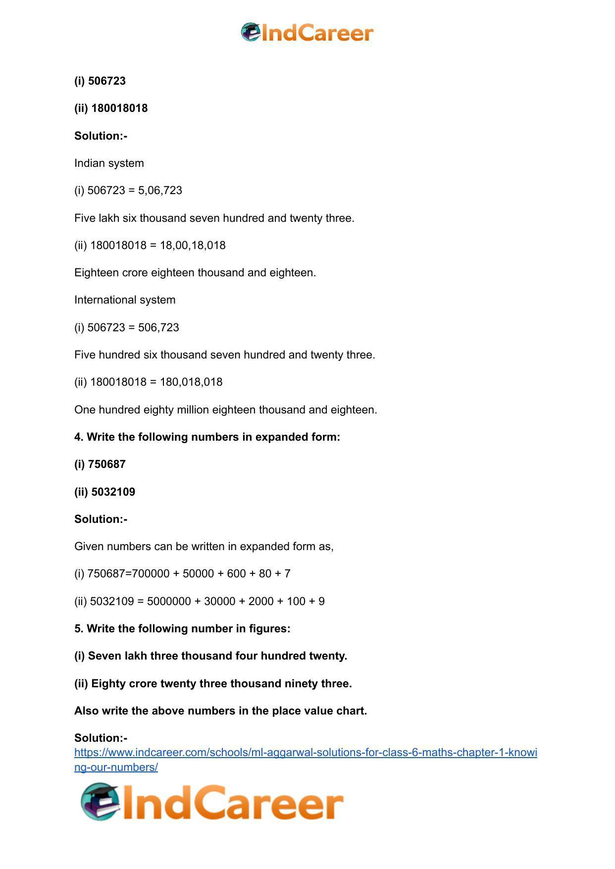 ML Aggarwal Solutions for Class 6 Maths Chapter 1- Knowing Our Numbers - Page 3