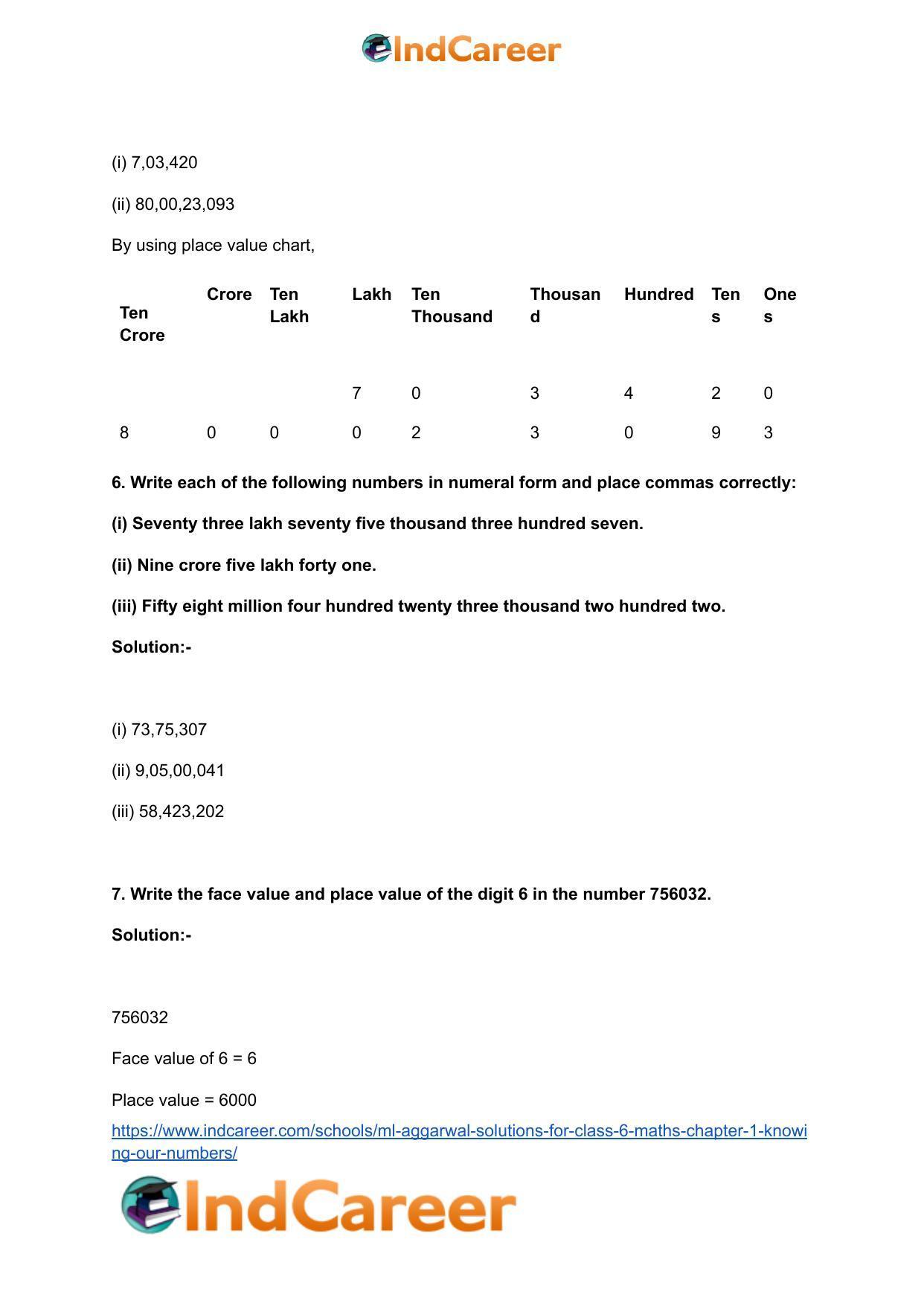 ML Aggarwal Solutions for Class 6 Maths Chapter 1- Knowing Our Numbers - Page 4