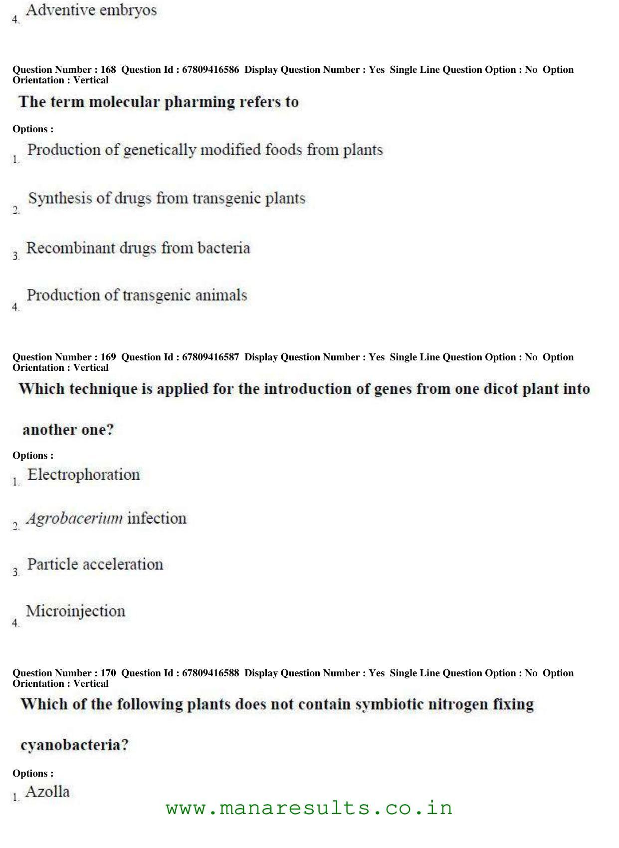 AP ECET 2018 - Bio Technology Old Previous Question Papers - Page 61