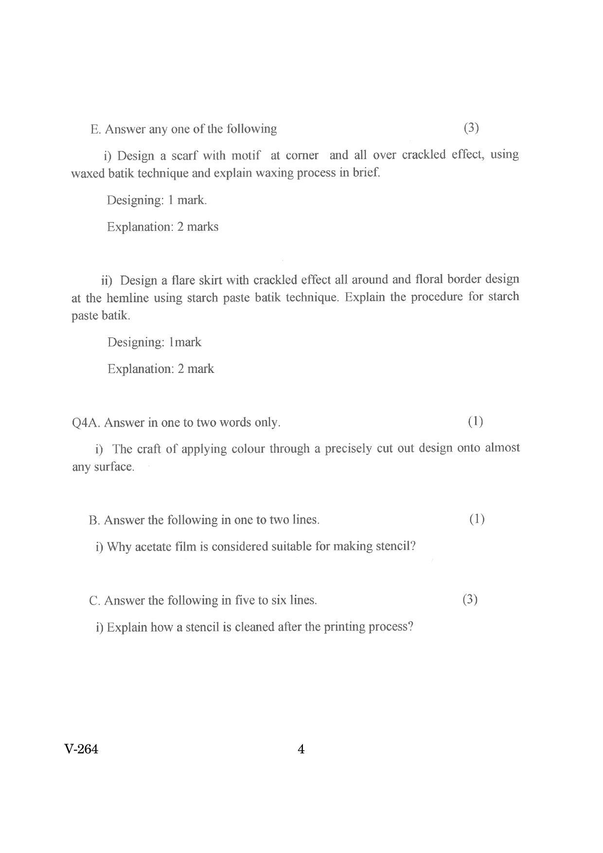 Goa Board Class 12 Dyeing and printing   (June 2019) Question Paper - Page 4