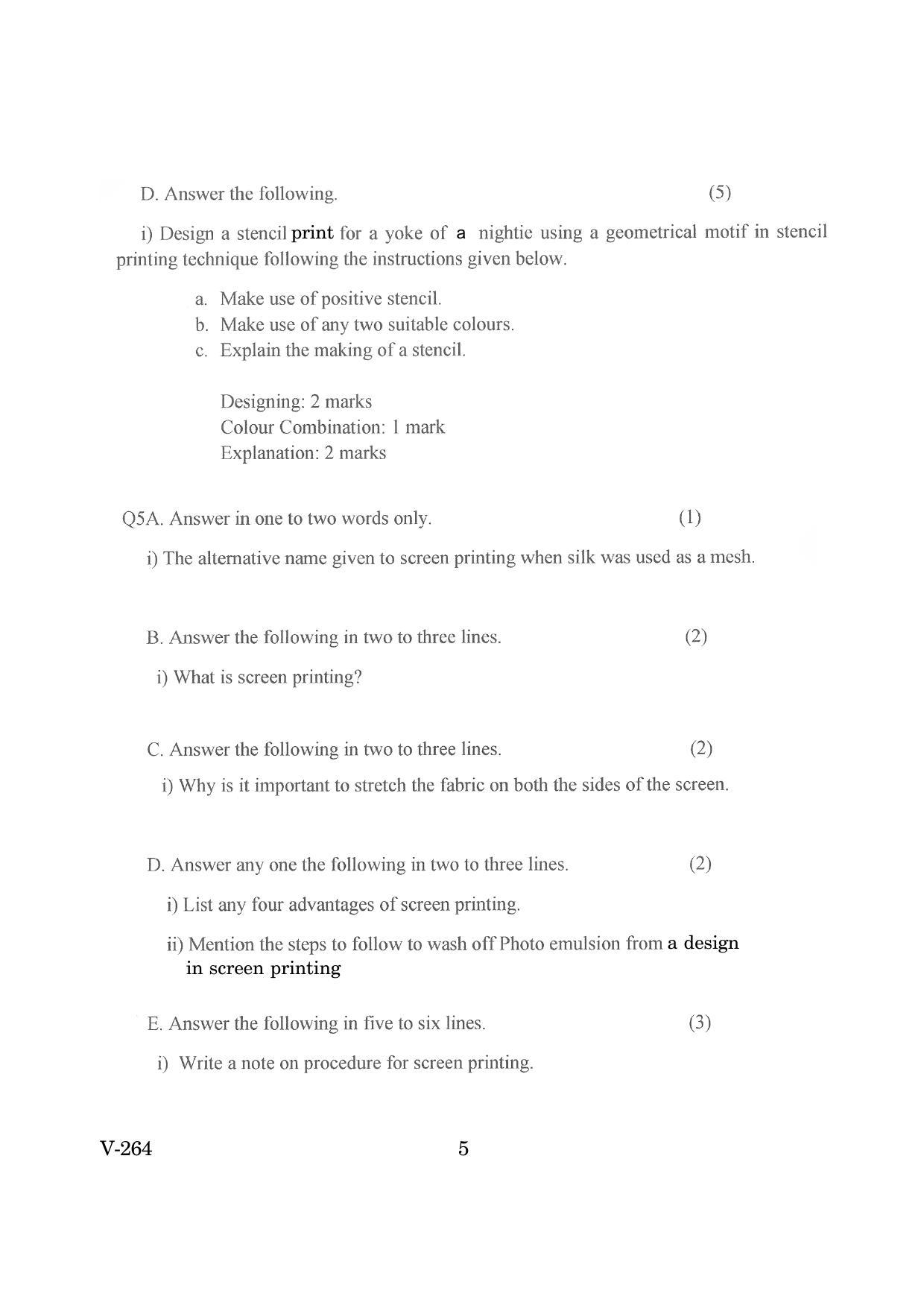 Goa Board Class 12 Dyeing and printing   (June 2019) Question Paper - Page 5