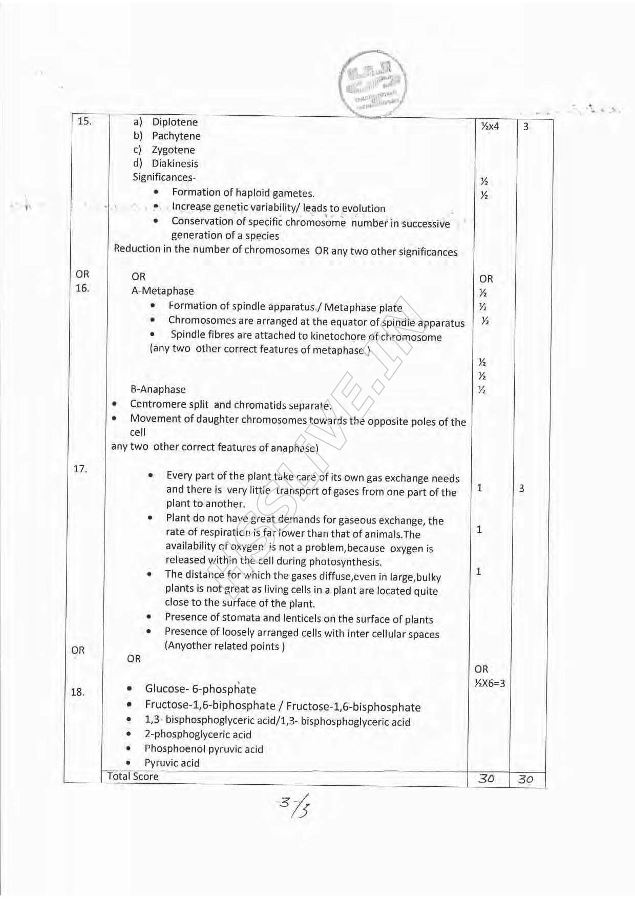 Kerala Plus One 2016 Botany Improvement  Answer Key - Page 3