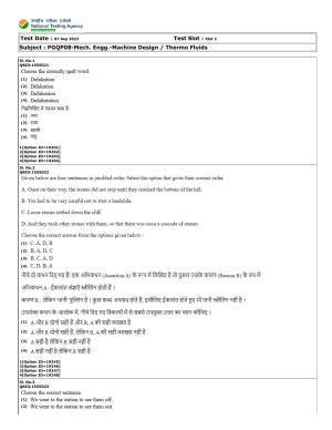 CUET (PG) 2022: PGQP-08 Mech. Engg.-Machine Design _ Thermo Fluids (07-09-2022) Question Paper