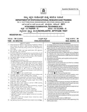Karnataka NTSE 2011 SAT Question Paper
