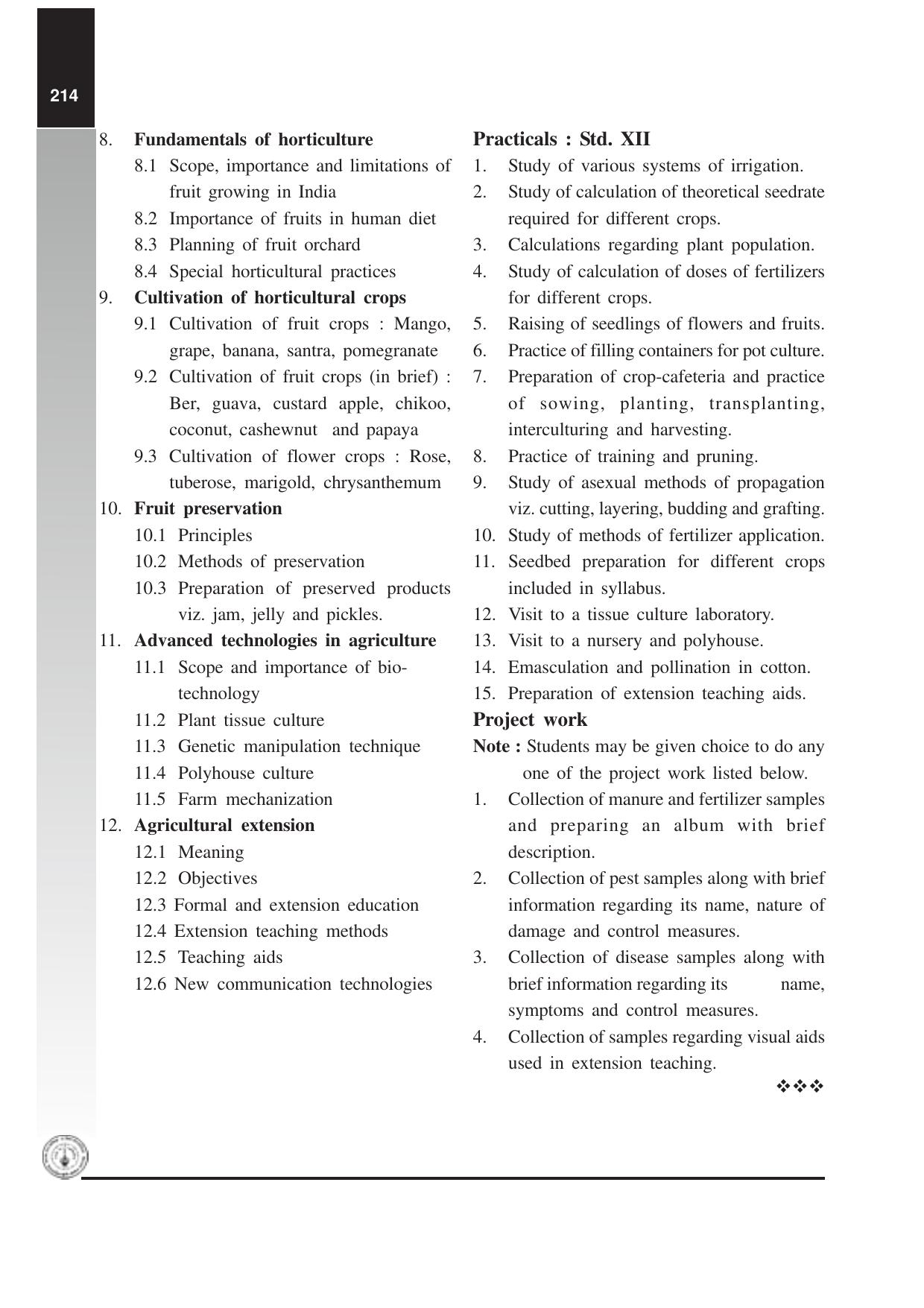 Maharashtra HSC Agriculture Science and Technology (Crop Production) Syllabus  - Page 4