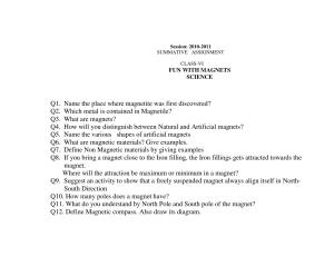CBSE Worksheets for Class 6 Science Fun with Magnets Assignment 4