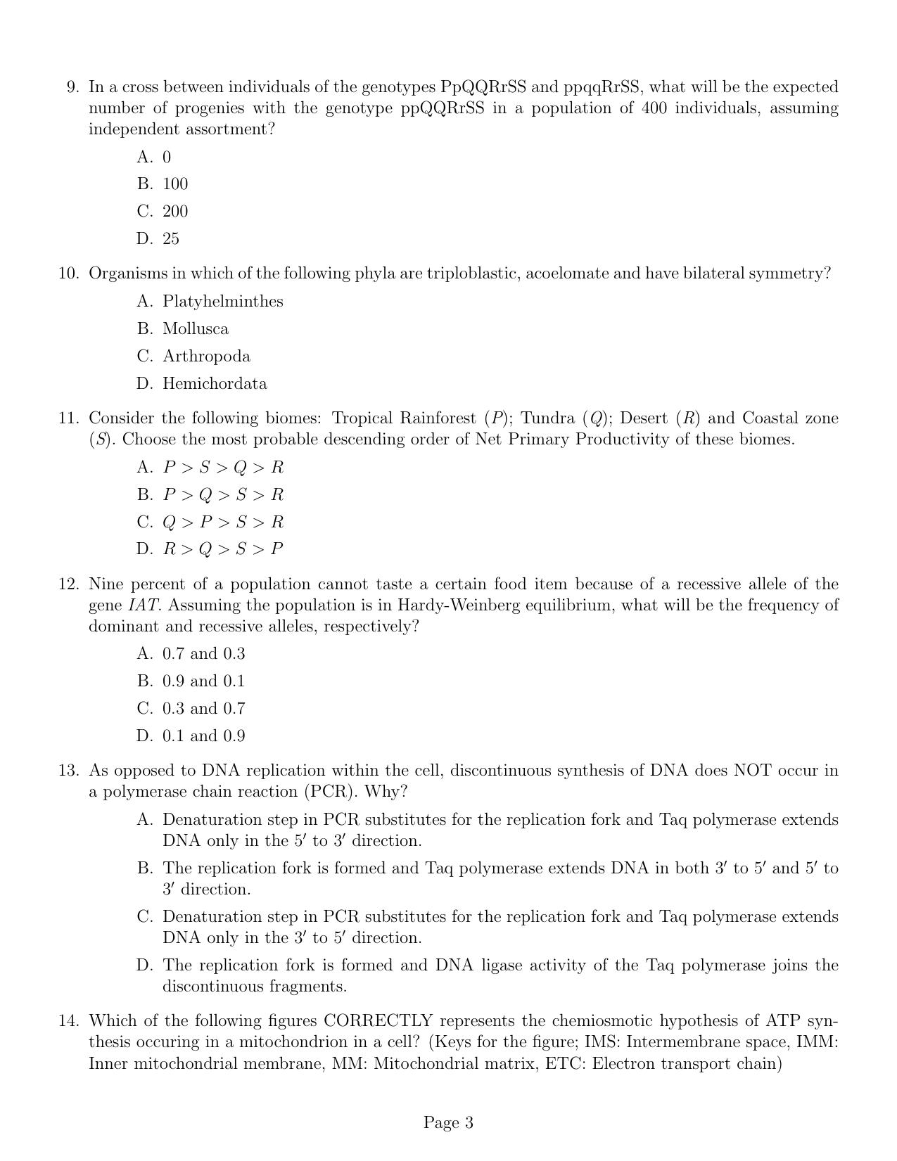 IISER Aptitude Test 2022 English Question Paper - Page 3