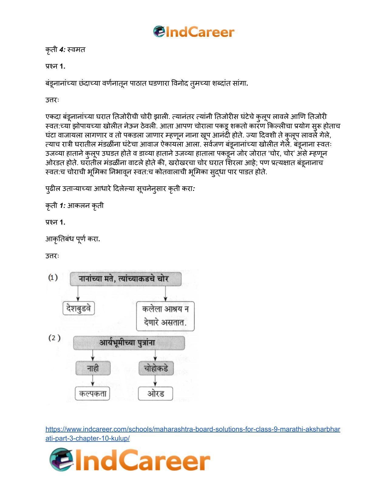 Maharashtra Board Solutions for Class 9- Marathi Aksharbharati (Part- 3): Chapter 10- कुलूप - Page 28