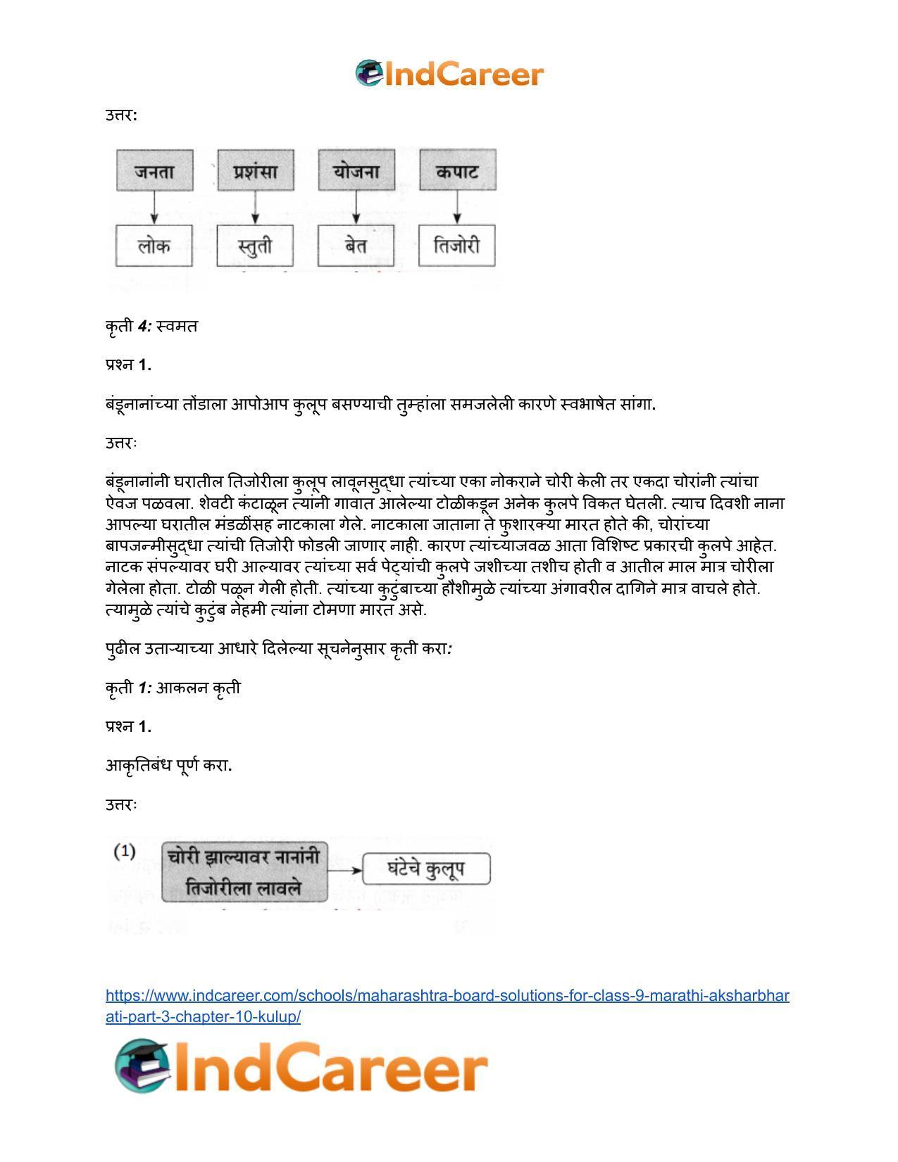 Maharashtra Board Solutions for Class 9- Marathi Aksharbharati (Part- 3): Chapter 10- कुलूप - Page 35