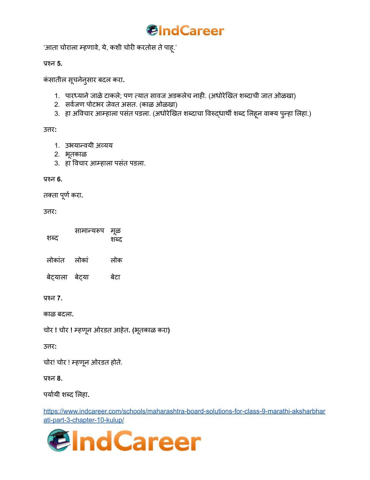 Maharashtra Board Solutions for Class 9- Marathi Aksharbharati (Part- 3): Chapter 10- कुलूप - Page 40