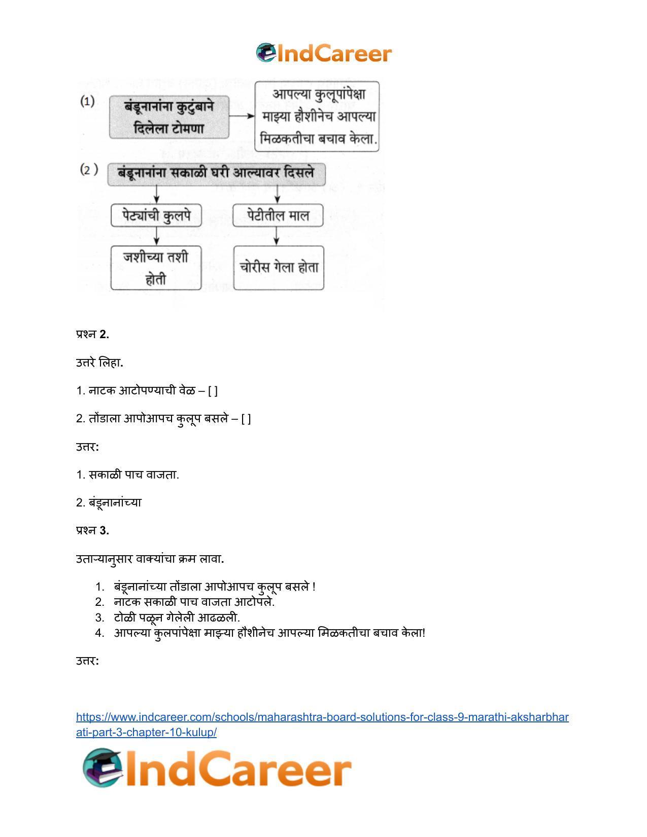 Maharashtra Board Solutions for Class 9- Marathi Aksharbharati (Part- 3): Chapter 10- कुलूप - Page 42