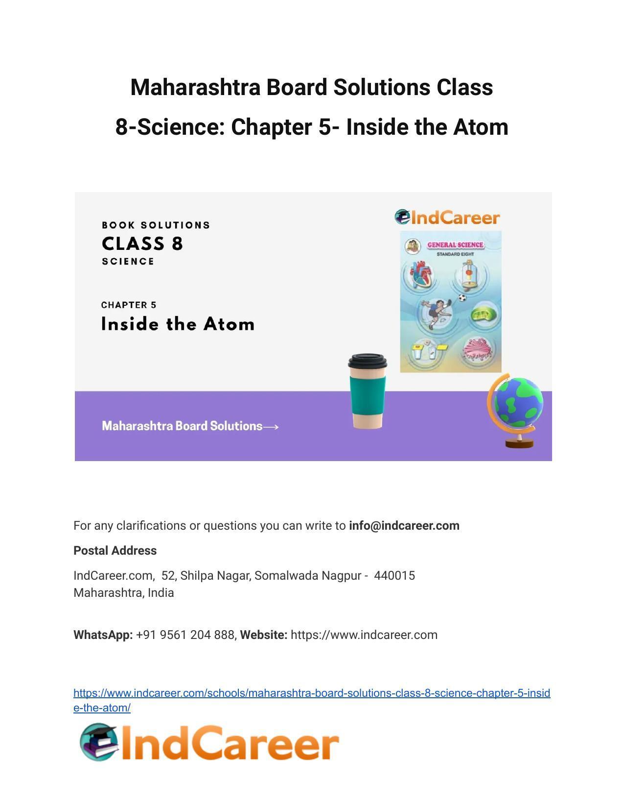 Maharashtra Board Solutions Class 8-Science: Chapter 5- Inside the Atom - Page 1