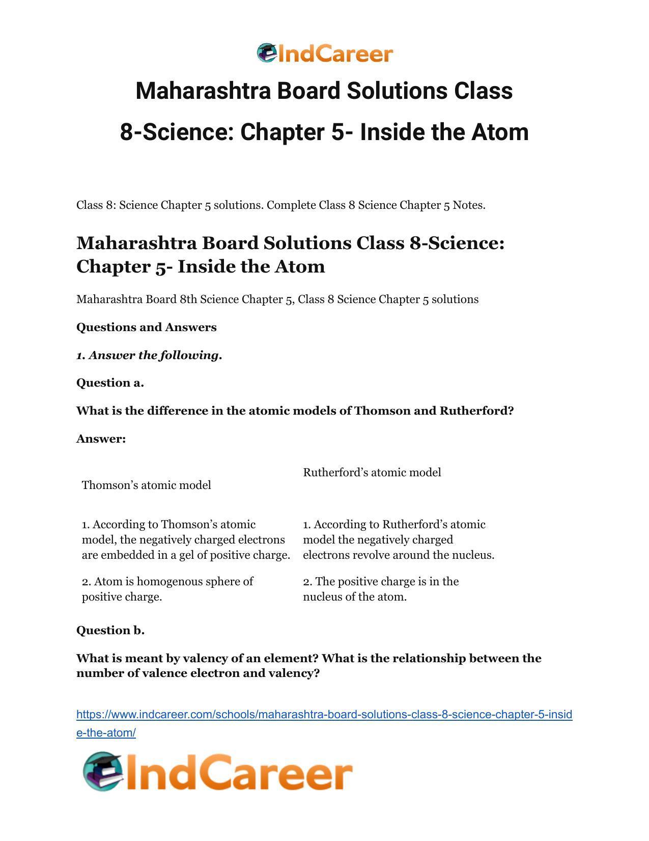 Maharashtra Board Solutions Class 8-Science: Chapter 5- Inside the Atom - Page 2