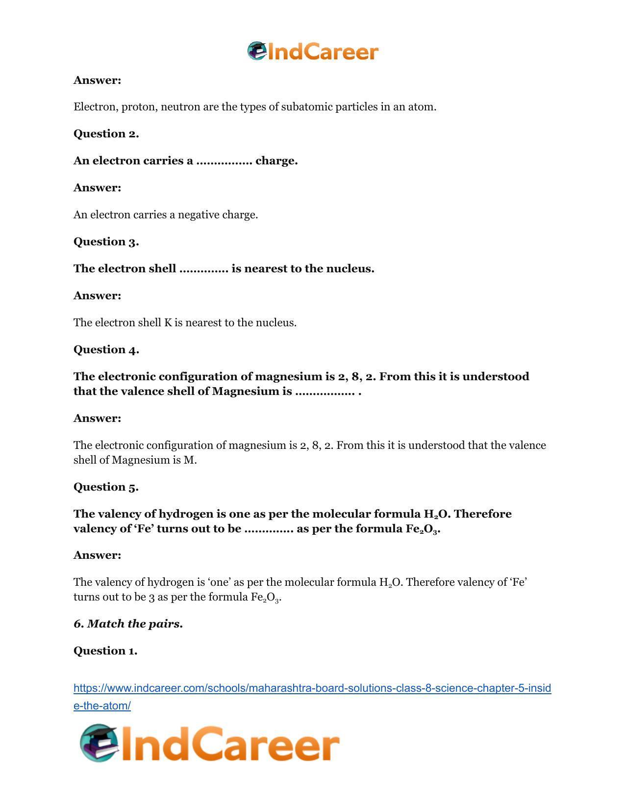 Maharashtra Board Solutions Class 8-Science: Chapter 5- Inside the Atom - Page 10
