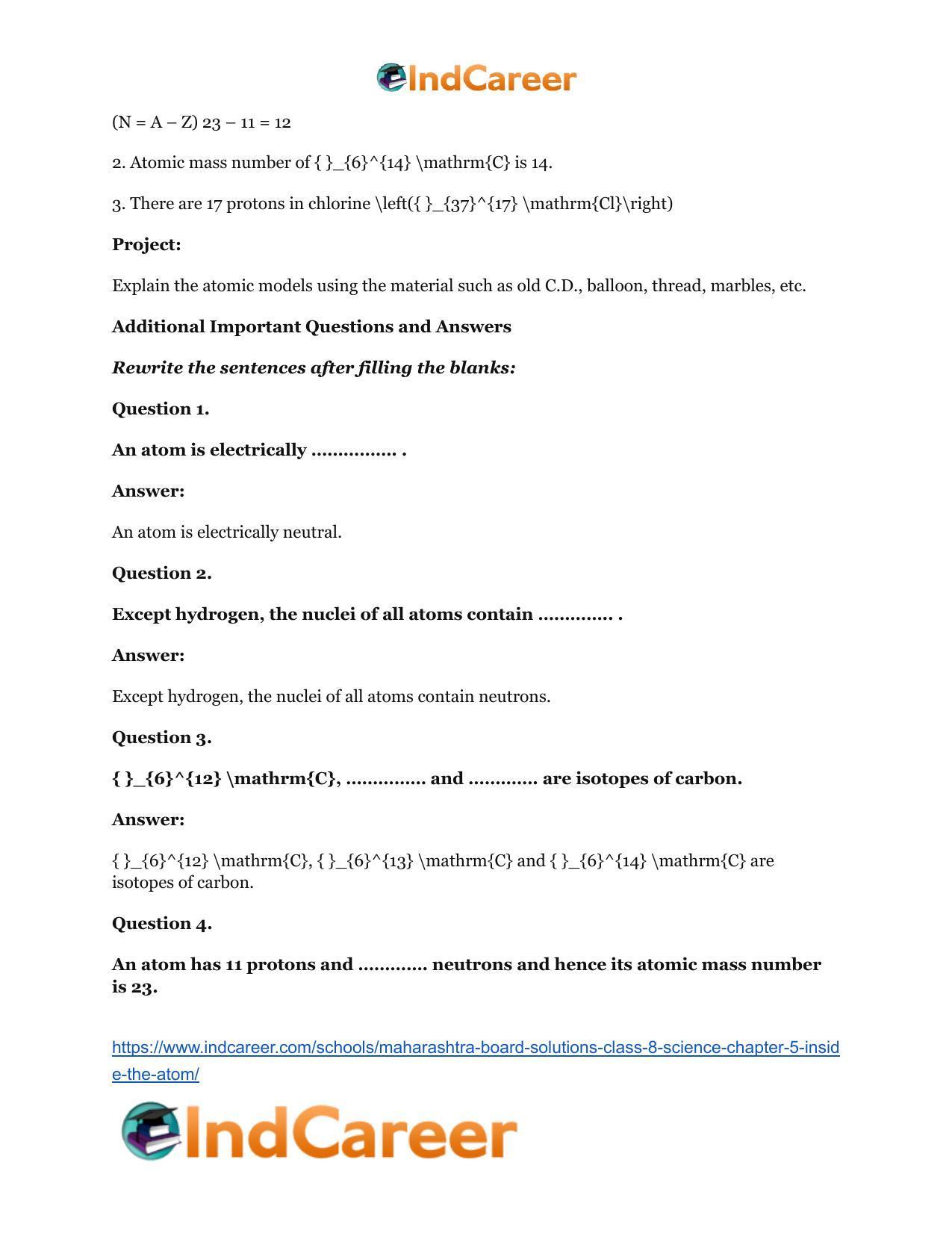 Maharashtra Board Solutions Class 8-Science: Chapter 5- Inside the Atom - Page 12