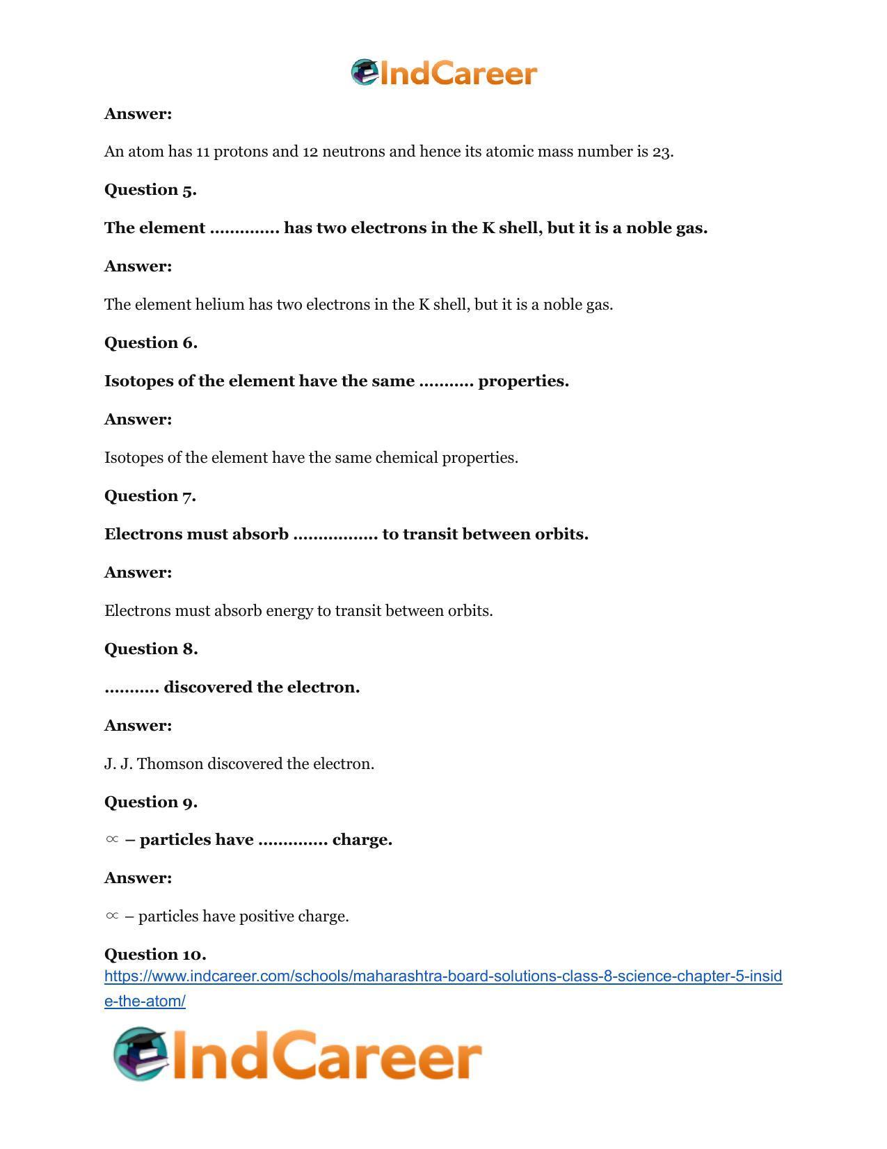 Maharashtra Board Solutions Class 8-Science: Chapter 5- Inside the Atom - Page 13