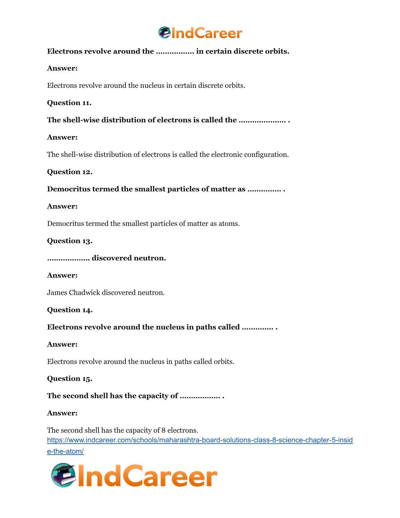 Maharashtra Board Solutions Class 8-Science: Chapter 5- Inside the Atom - Page 14