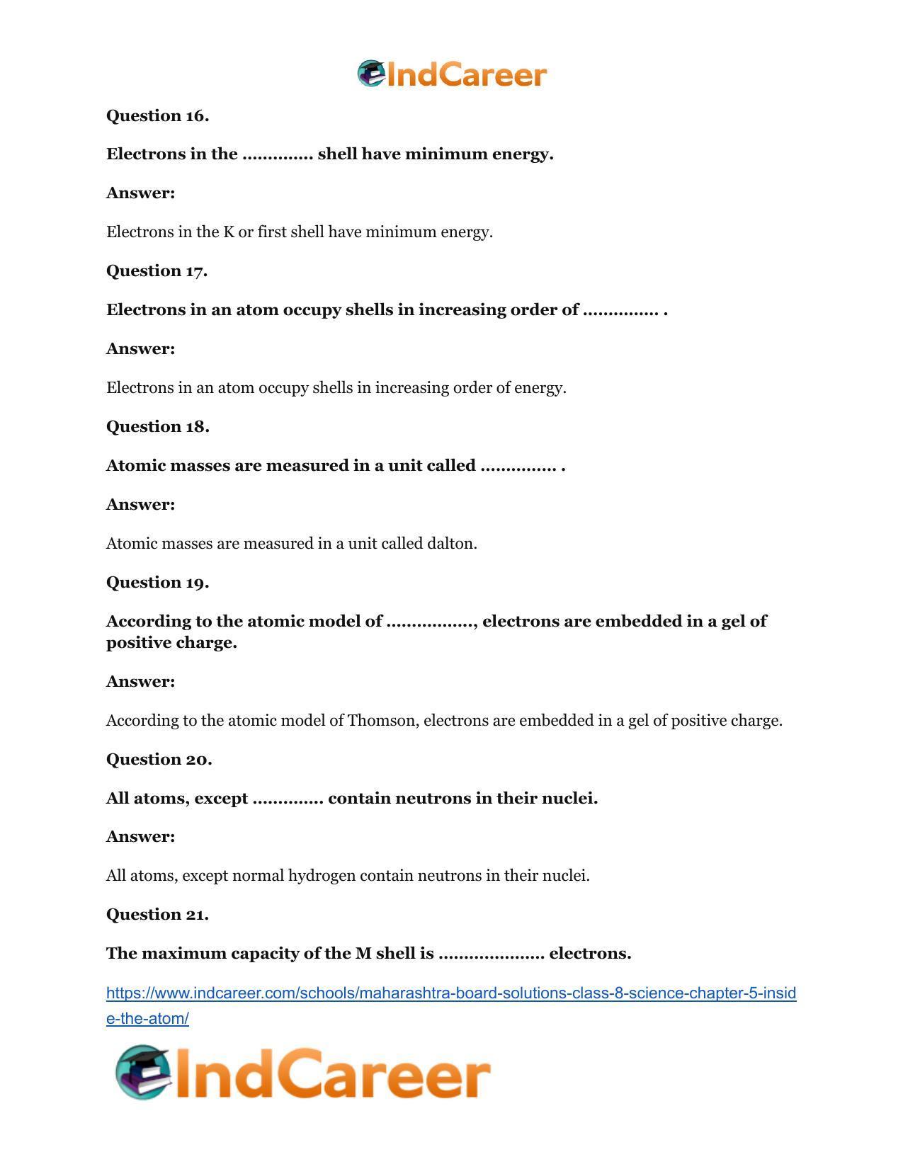 Maharashtra Board Solutions Class 8-Science: Chapter 5- Inside the Atom - Page 15