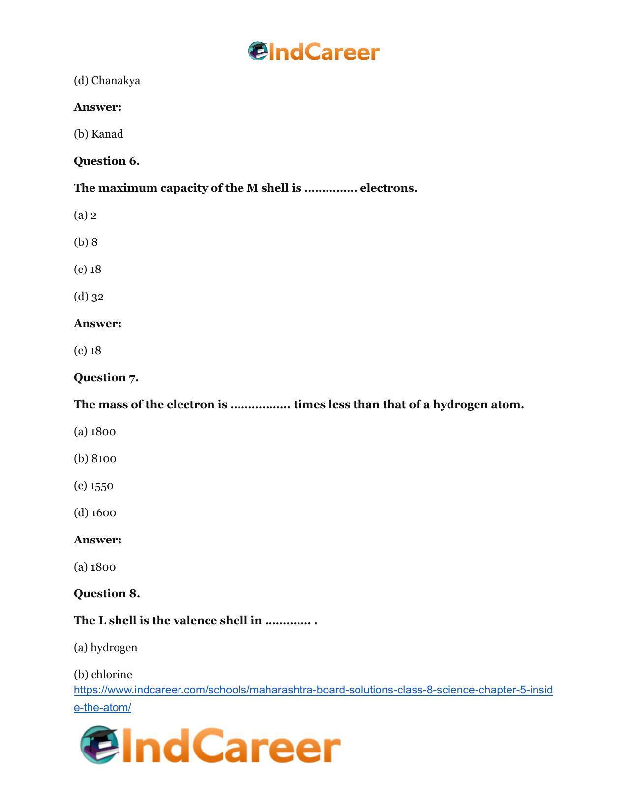 Maharashtra Board Solutions Class 8-Science: Chapter 5- Inside the Atom - Page 18