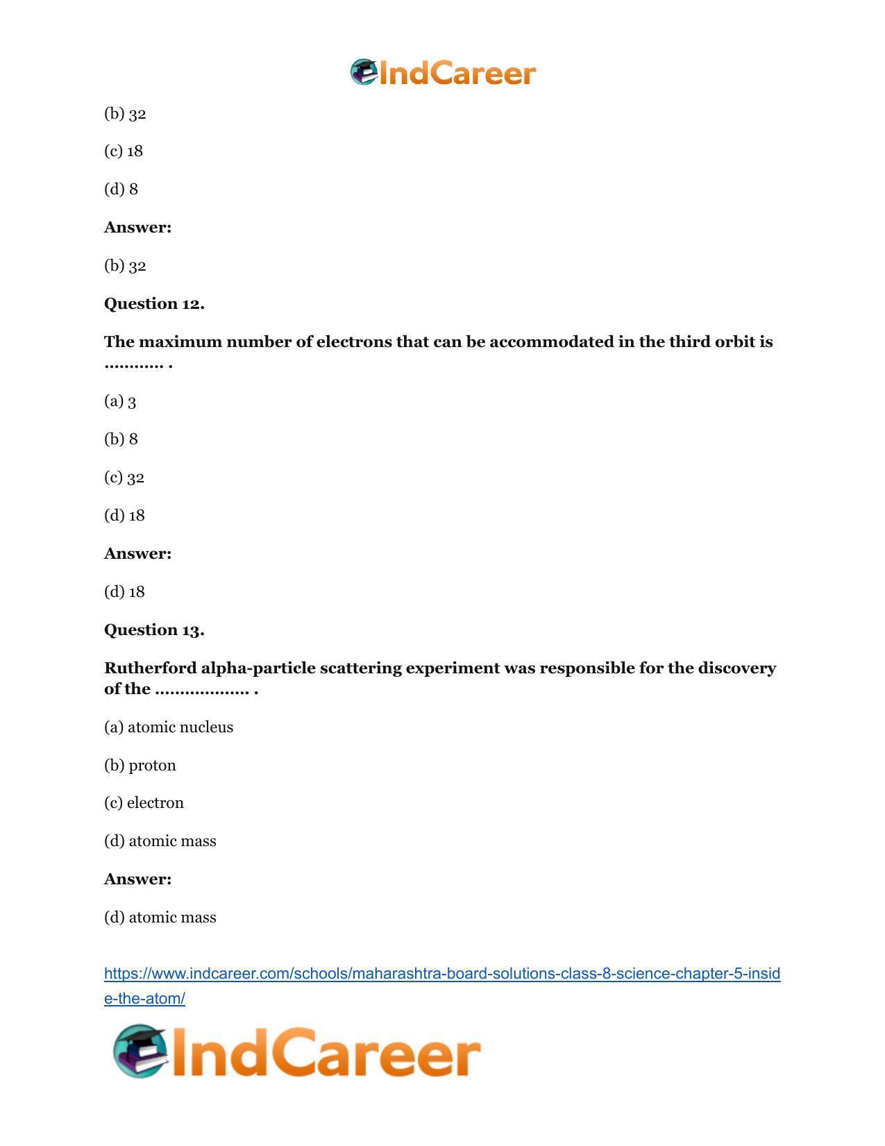 Maharashtra Board Solutions Class 8-Science: Chapter 5- Inside the Atom - Page 20