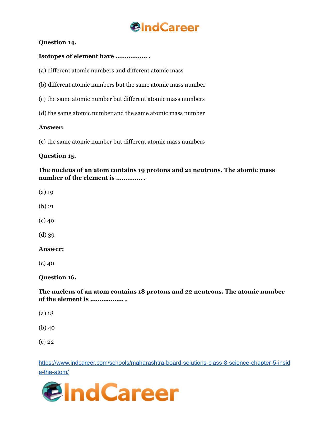 Maharashtra Board Solutions Class 8-Science: Chapter 5- Inside the Atom - Page 21