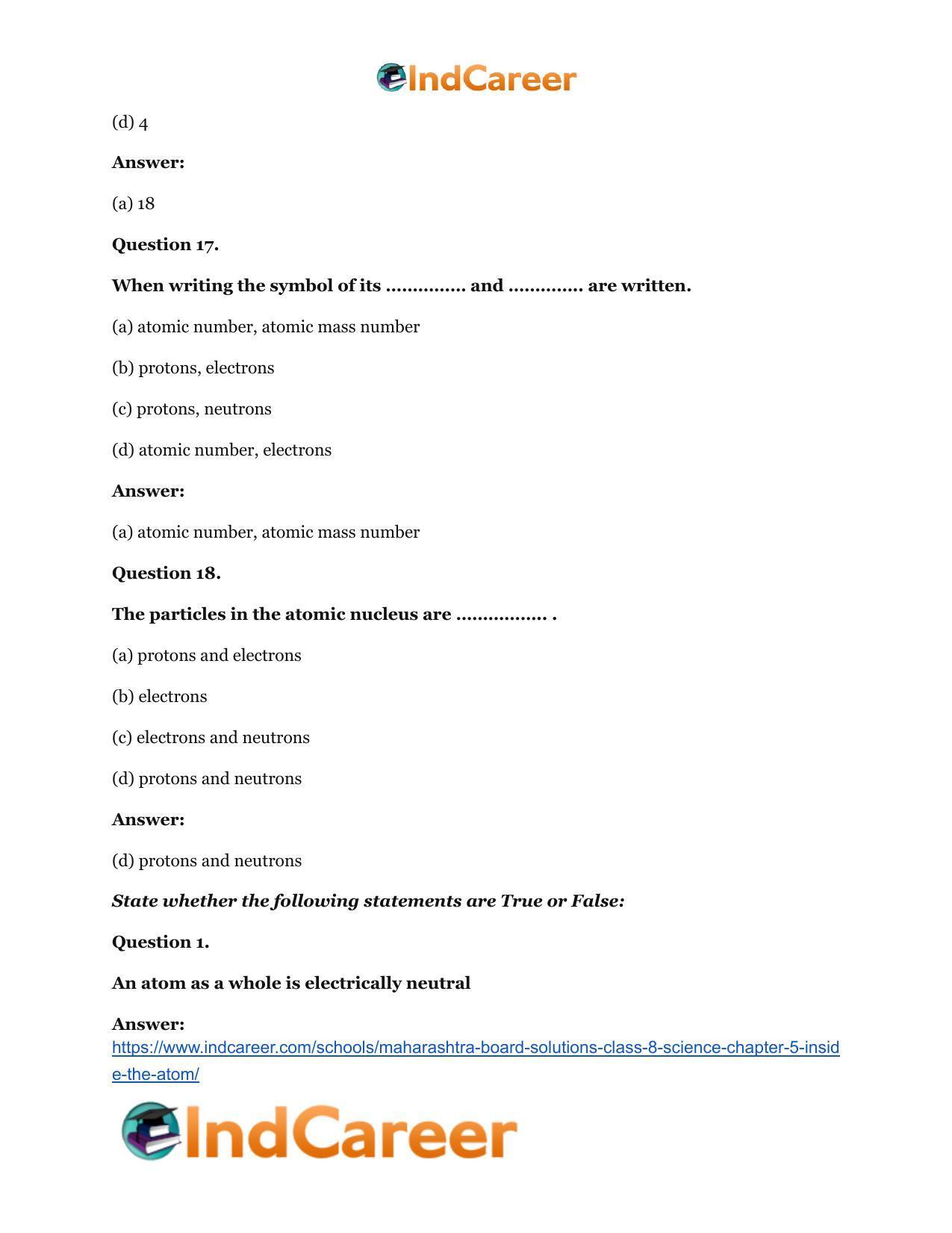 Maharashtra Board Solutions Class 8-Science: Chapter 5- Inside the Atom - Page 22