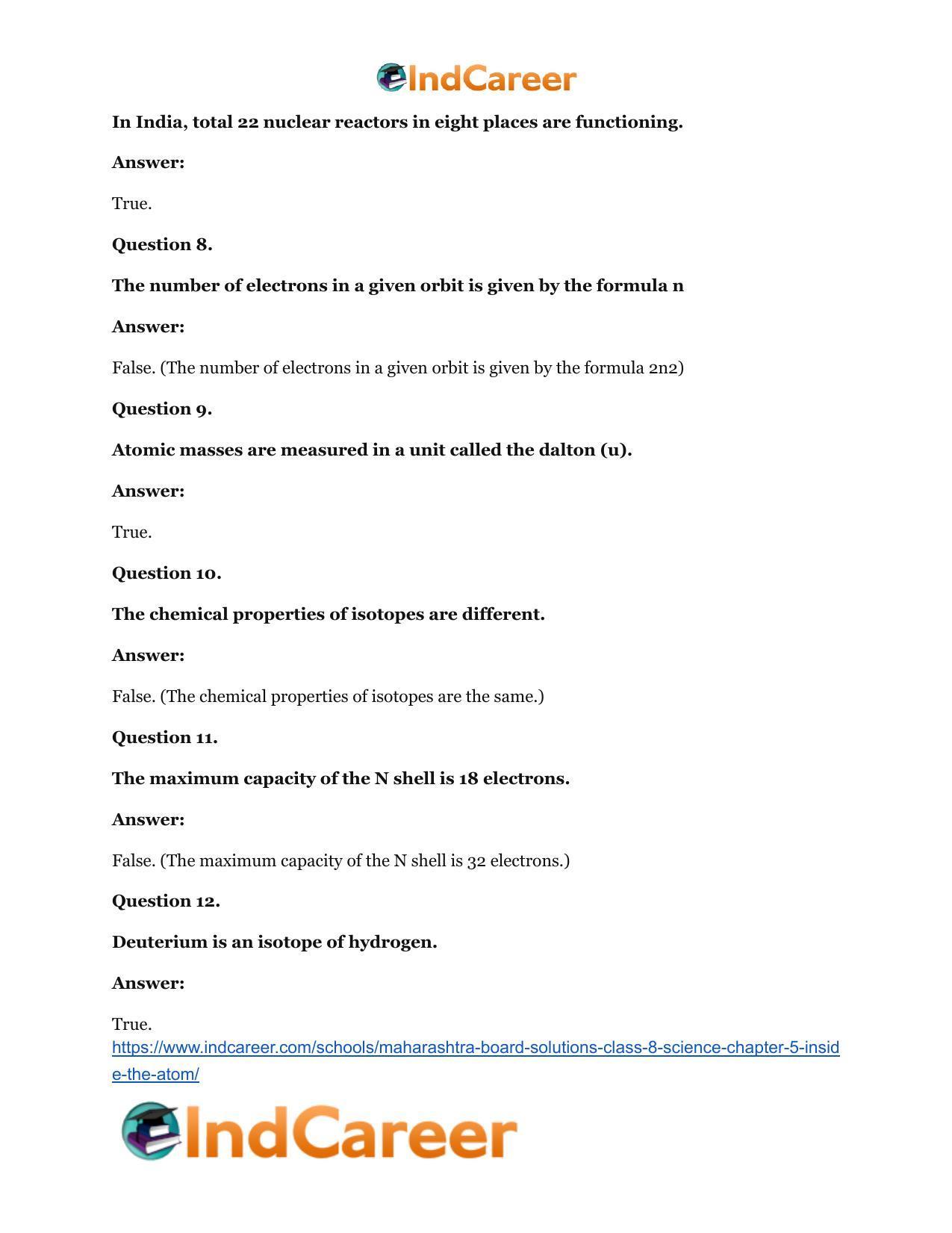 Maharashtra Board Solutions Class 8-Science: Chapter 5- Inside the Atom - Page 24