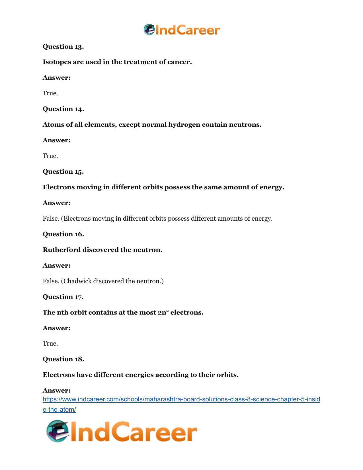Maharashtra Board Solutions Class 8-Science: Chapter 5- Inside the Atom - Page 25