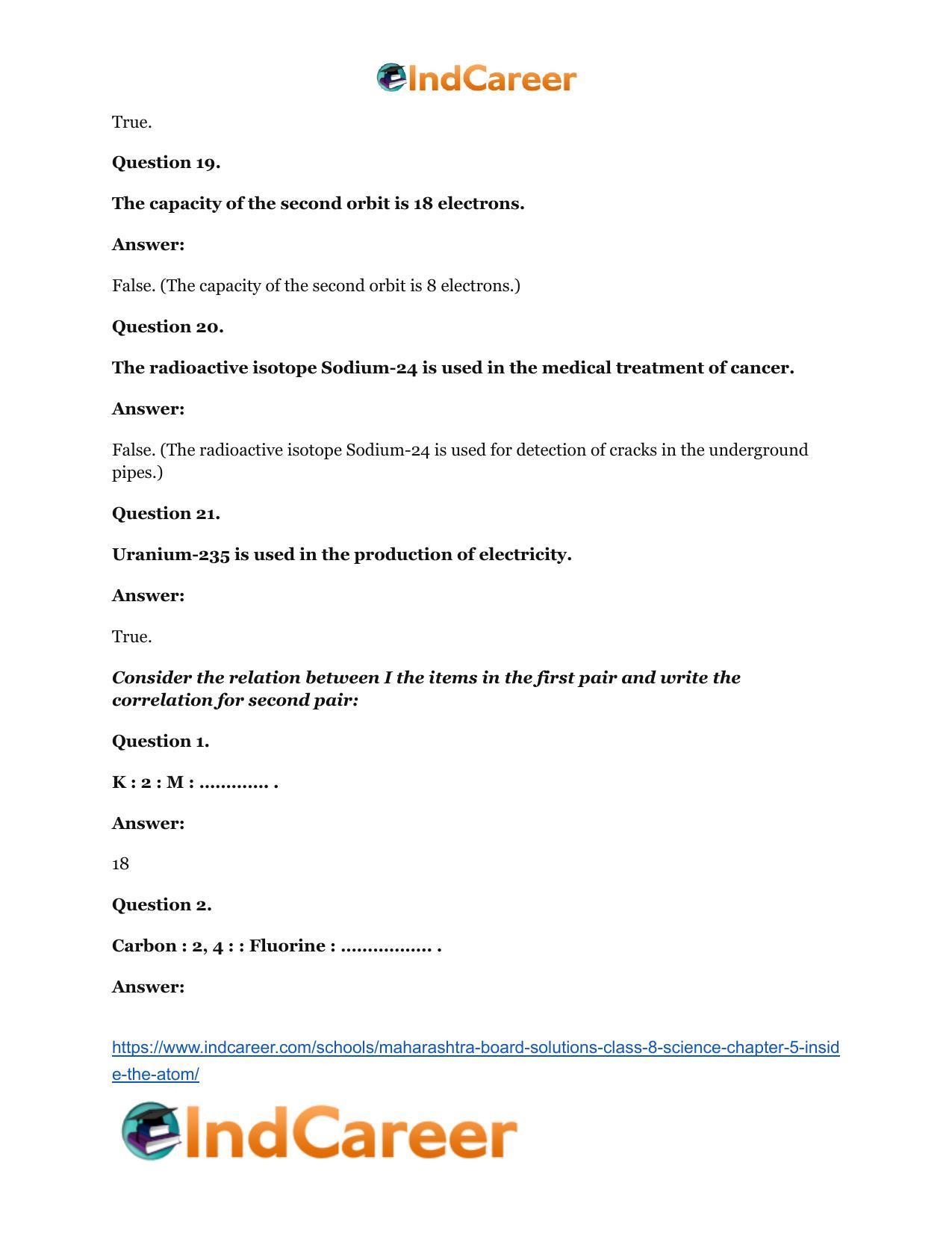 Maharashtra Board Solutions Class 8-Science: Chapter 5- Inside the Atom - Page 26