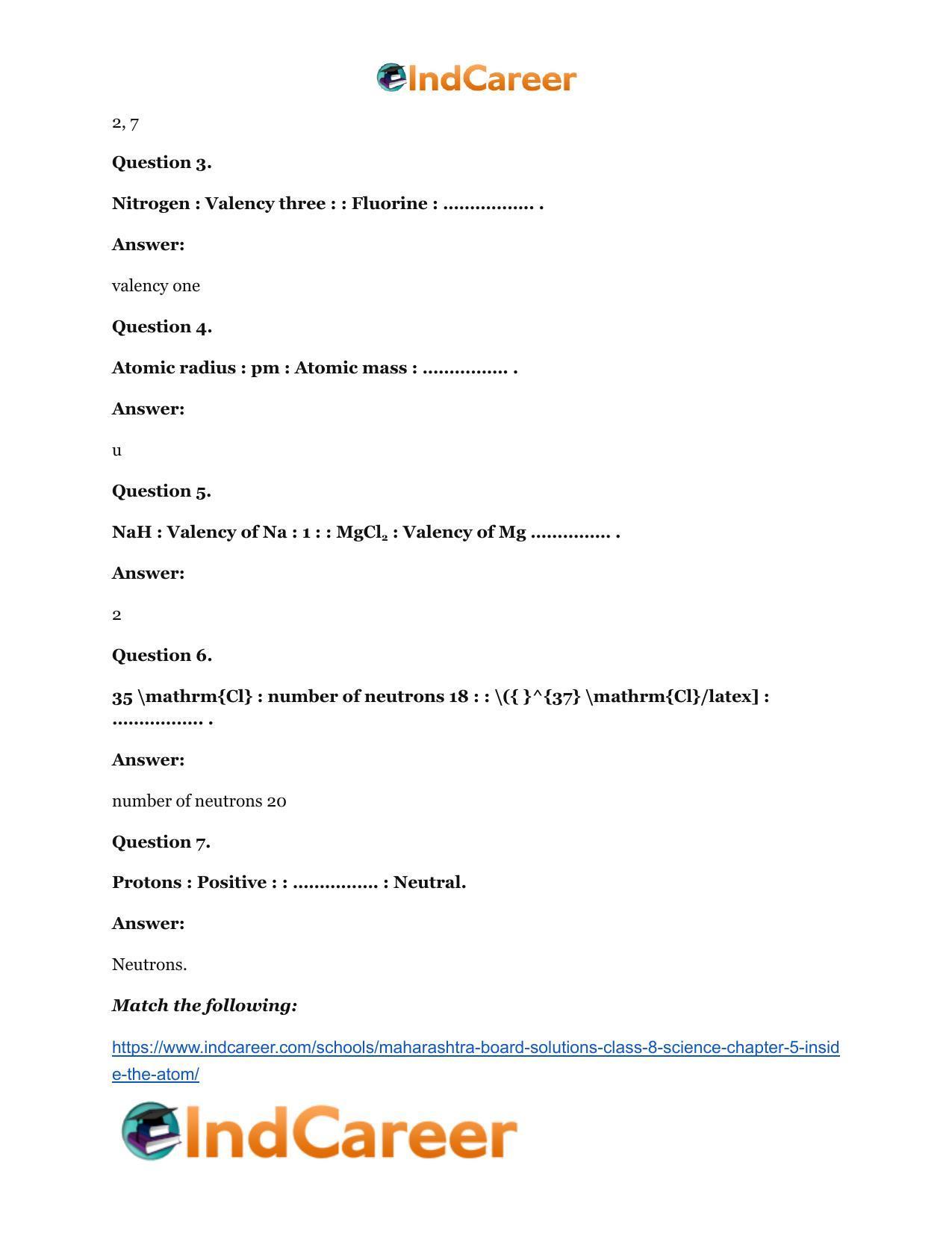 Maharashtra Board Solutions Class 8-Science: Chapter 5- Inside the Atom - Page 27