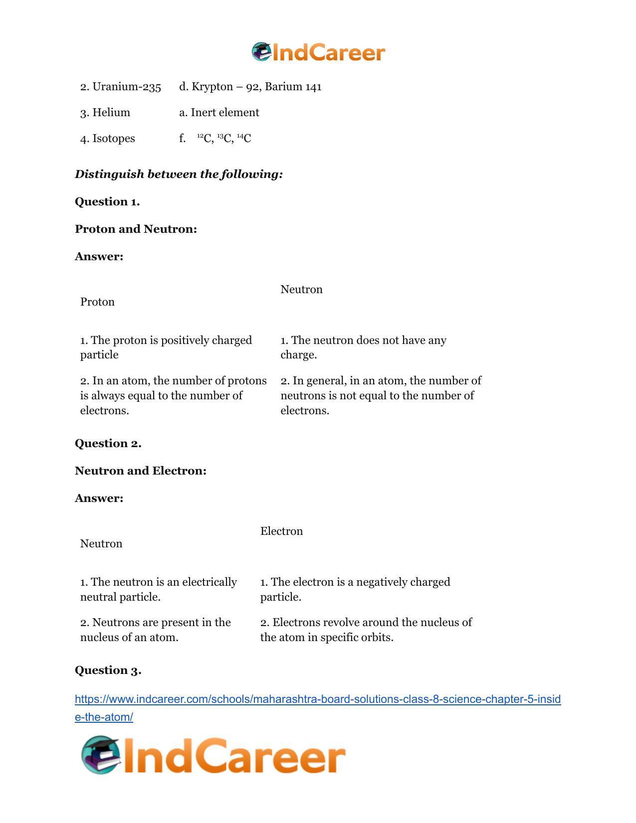Maharashtra Board Solutions Class 8-Science: Chapter 5- Inside the Atom - Page 30