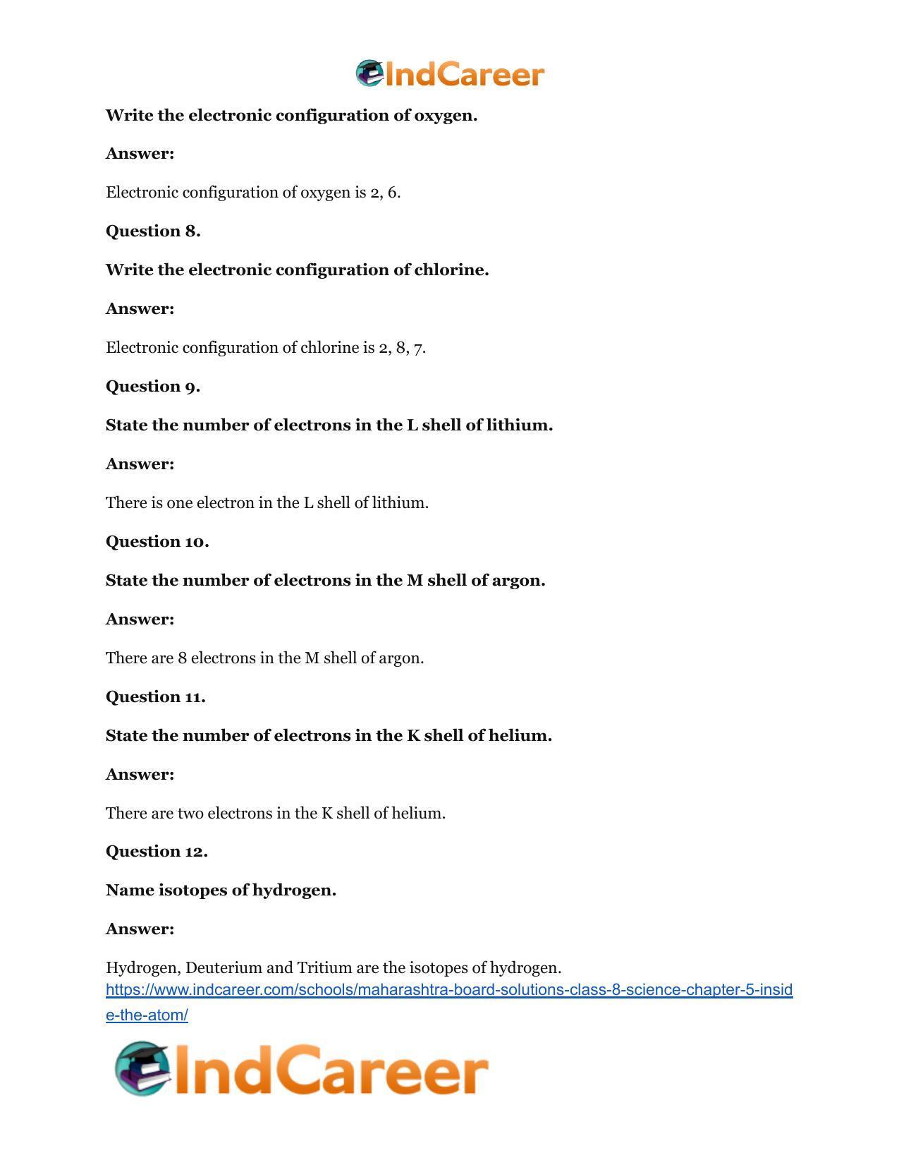 Maharashtra Board Solutions Class 8-Science: Chapter 5- Inside the Atom - Page 33