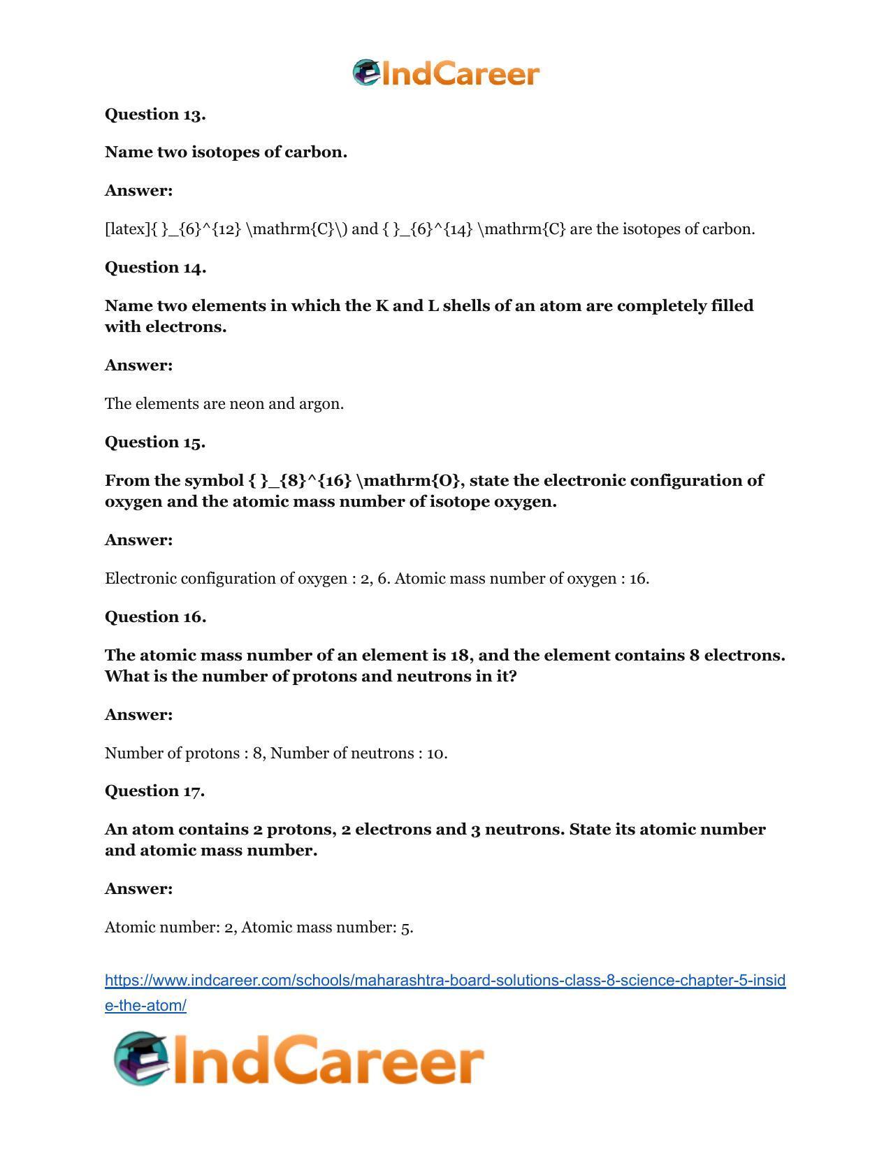 Maharashtra Board Solutions Class 8-Science: Chapter 5- Inside the Atom - Page 34