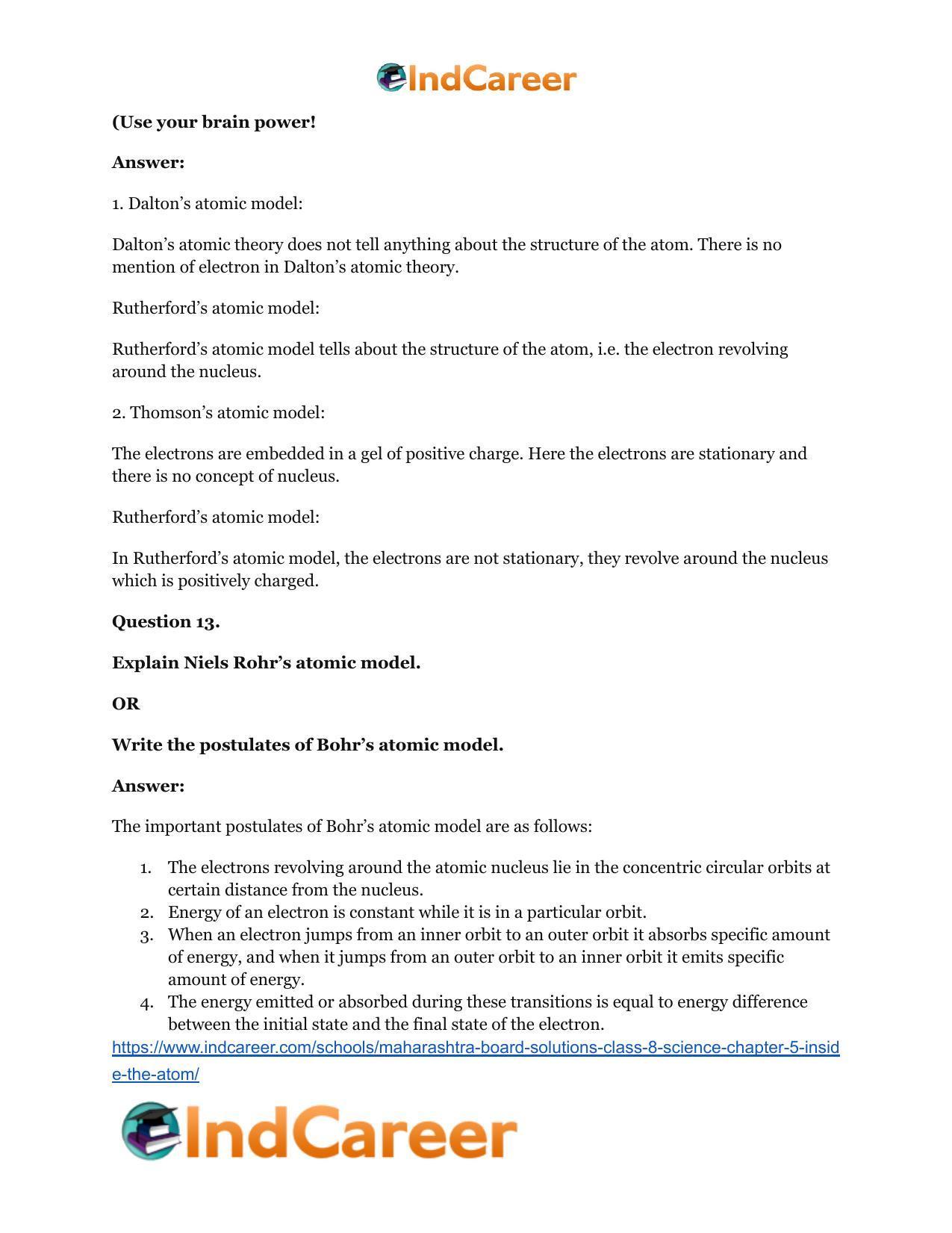 Maharashtra Board Solutions Class 8-Science: Chapter 5- Inside the Atom - Page 40