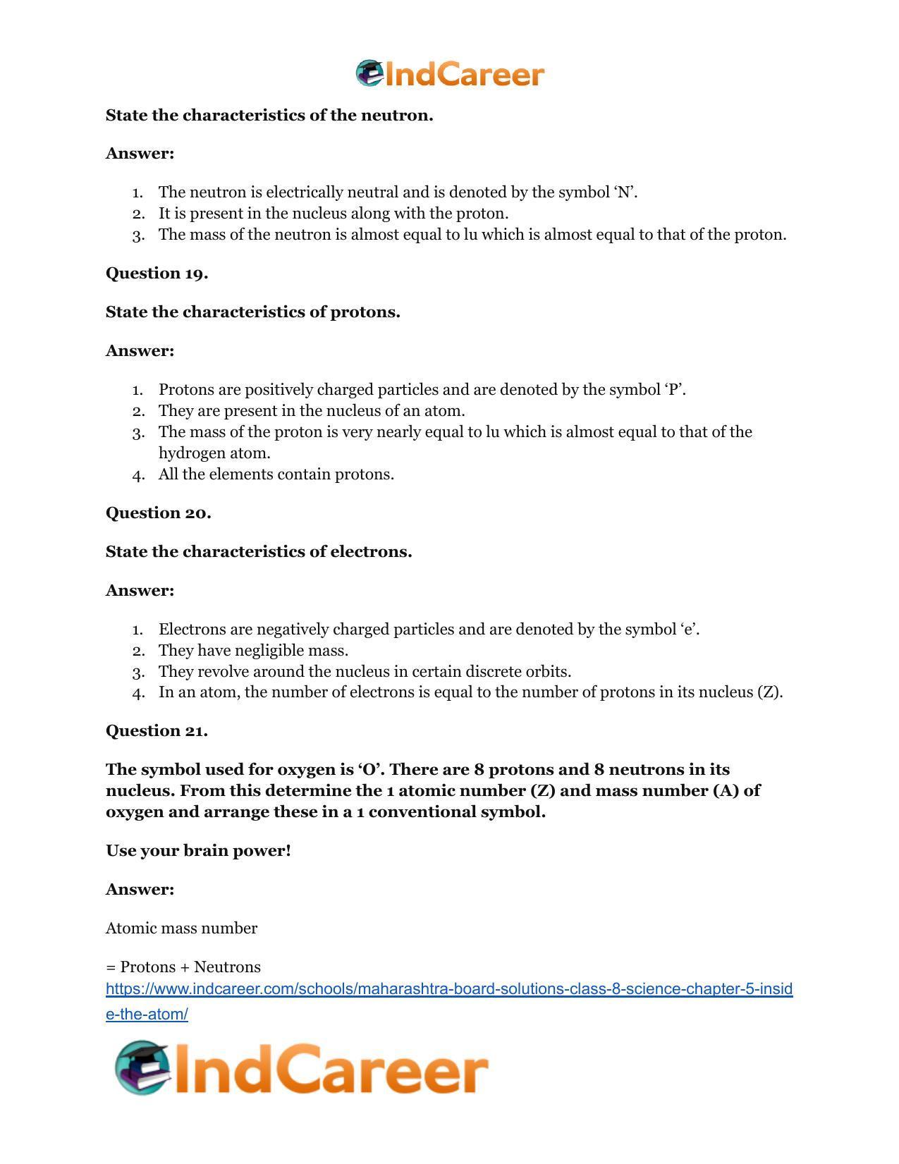 Maharashtra Board Solutions Class 8-Science: Chapter 5- Inside the Atom - Page 42