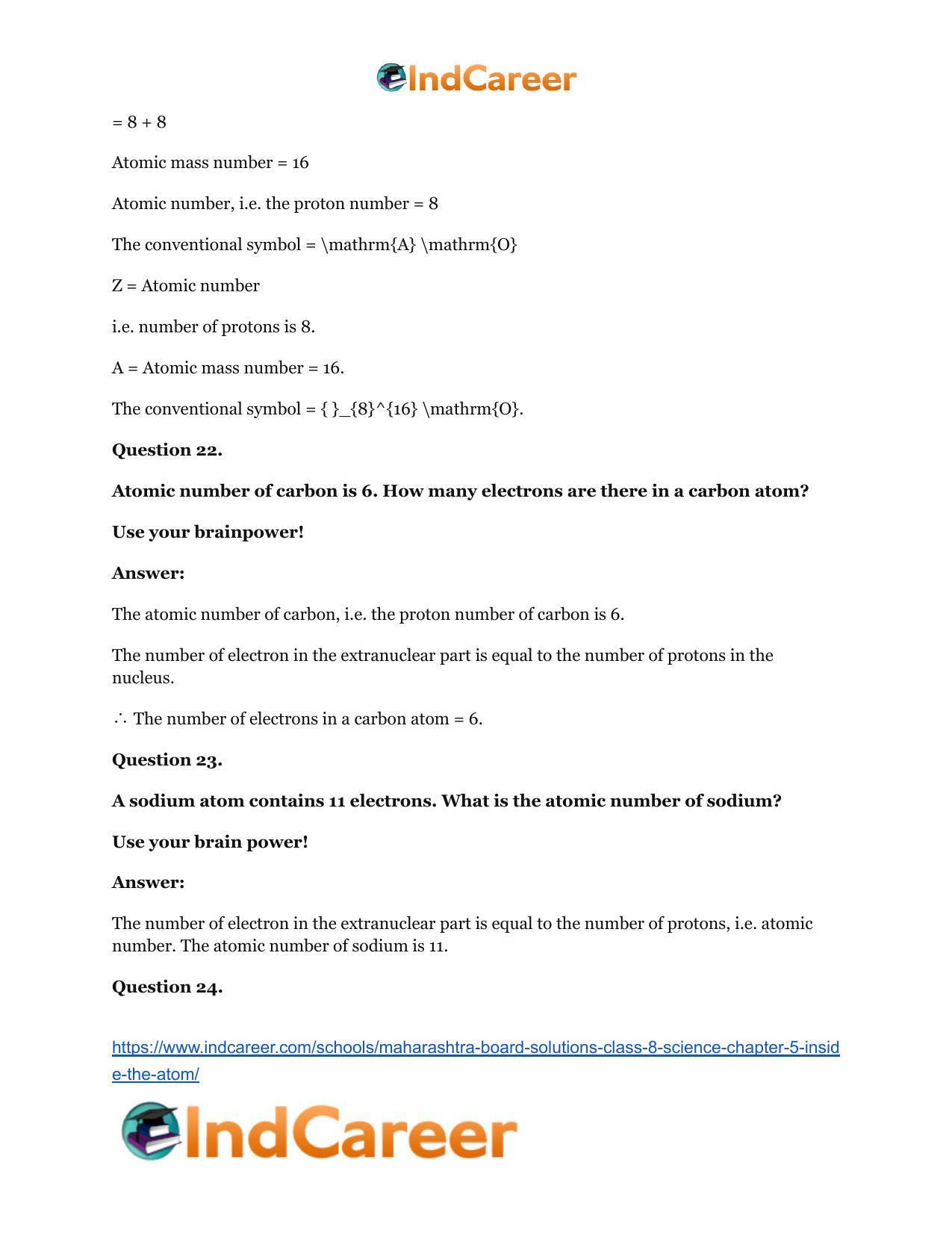 Maharashtra Board Solutions Class 8-Science: Chapter 5- Inside the Atom - Page 43