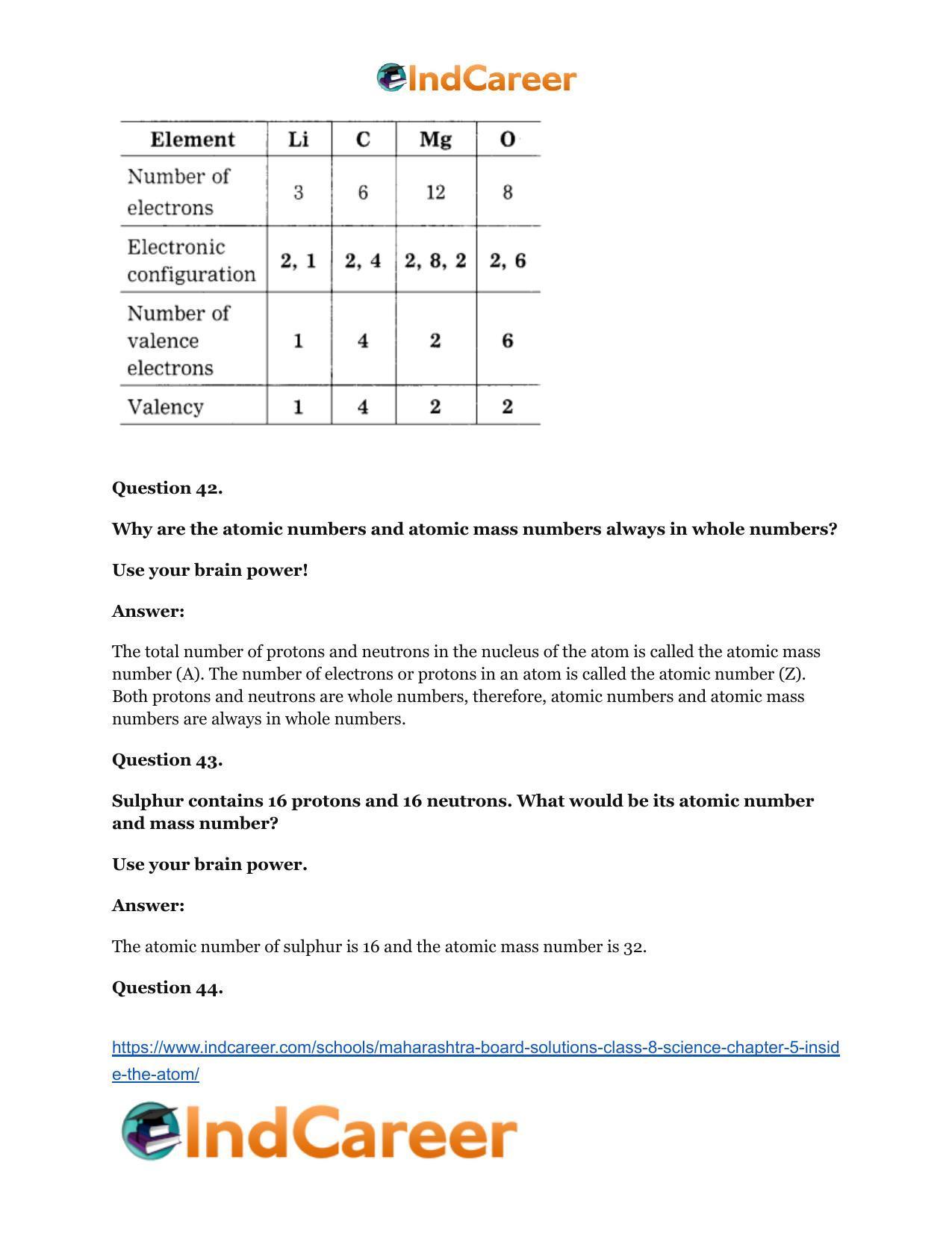 Maharashtra Board Solutions Class 8-Science: Chapter 5- Inside the Atom - Page 51